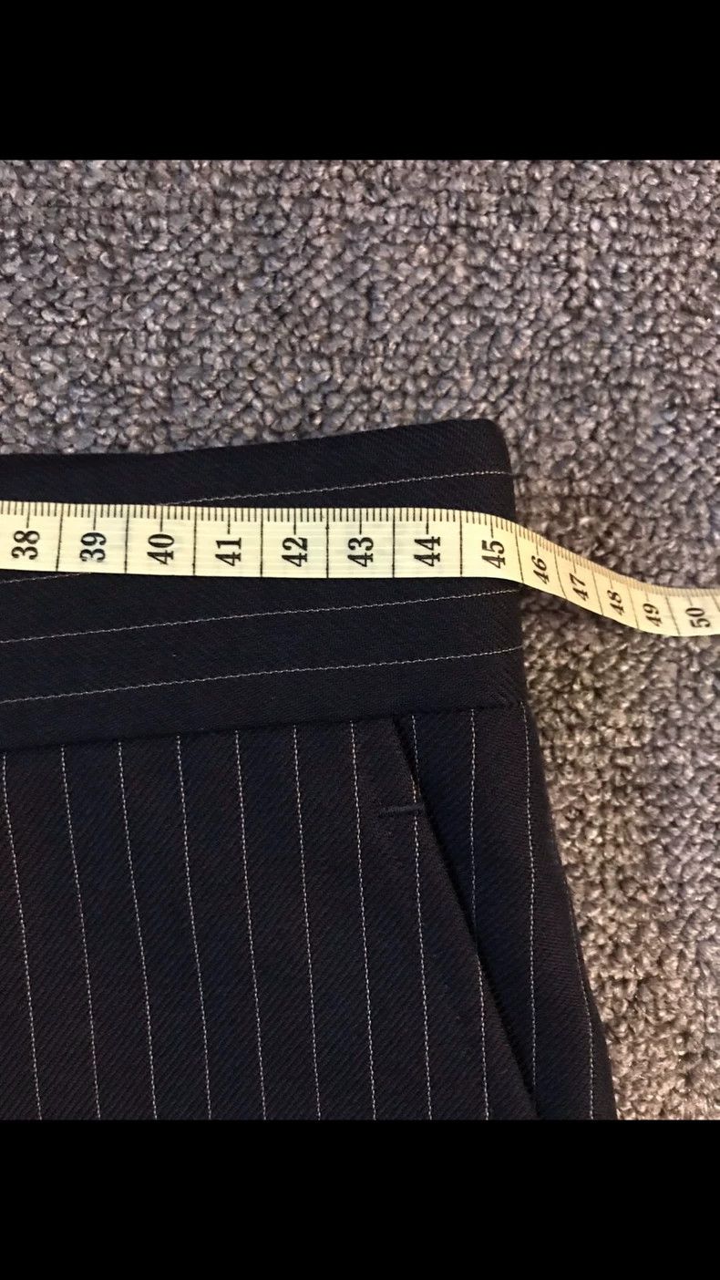 Alexander McQueen Black Pinstripe Pants with Floral Embroidery Size 42" / US 20 - 8 Thumbnail