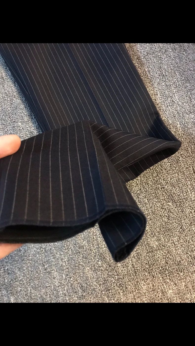 Alexander McQueen Black Pinstripe Pants with Floral Embroidery Size 42" / US 20 - 2 Thumbnail