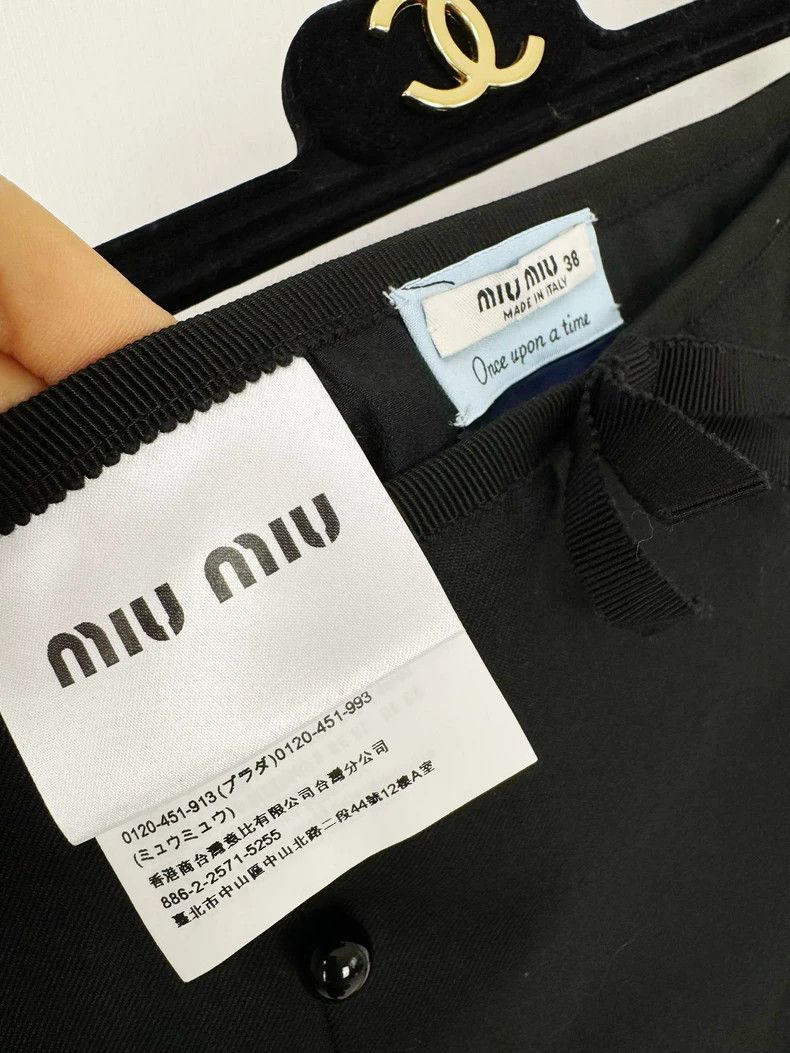 Miu Miu Miu Miu Black Bow A-Line Skirt Size 38 Size 38" / US 16 / IT 52 - 3 Thumbnail
