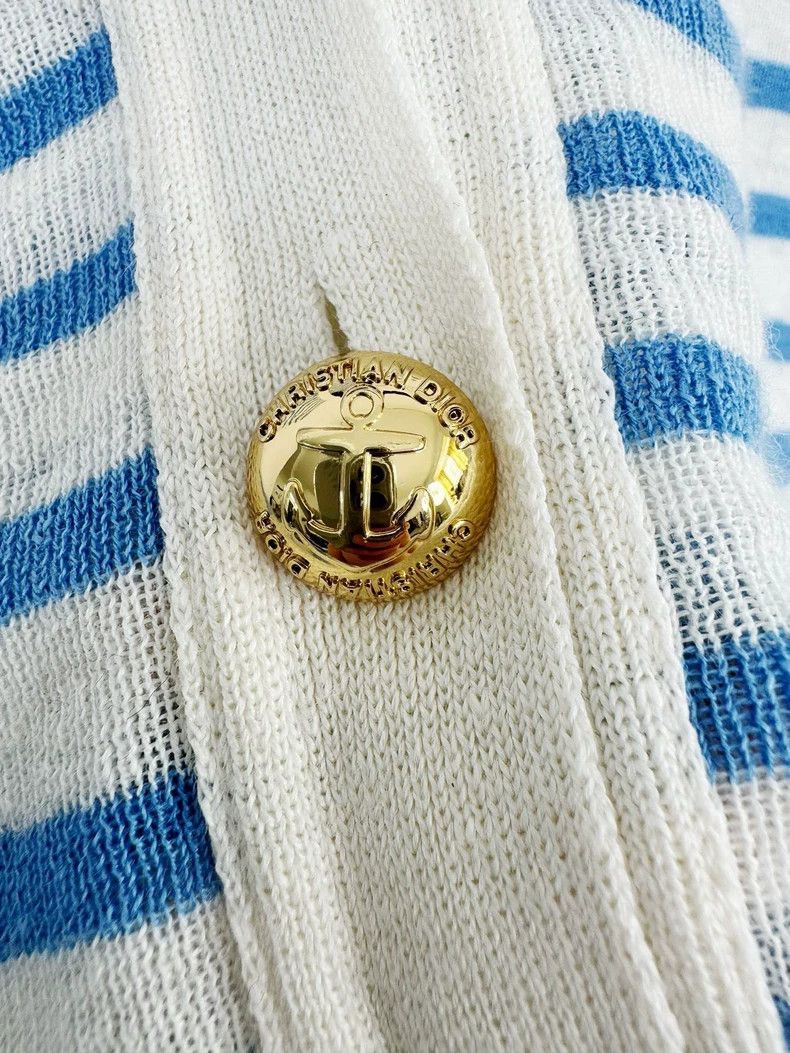 Dior Dior Blue White Striped Cardigan with Gold Buttons Size M / US 6-8 / IT 42-44 - 3 Thumbnail