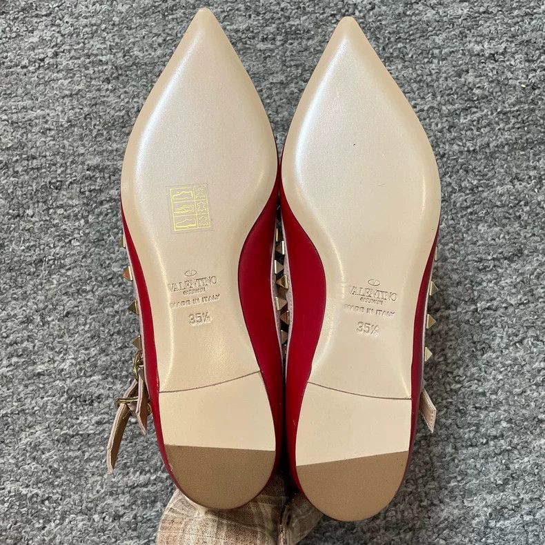 Valentino Valentino Red Double Ring Flat Shoes Size US 5 / IT 35 - 4 Thumbnail