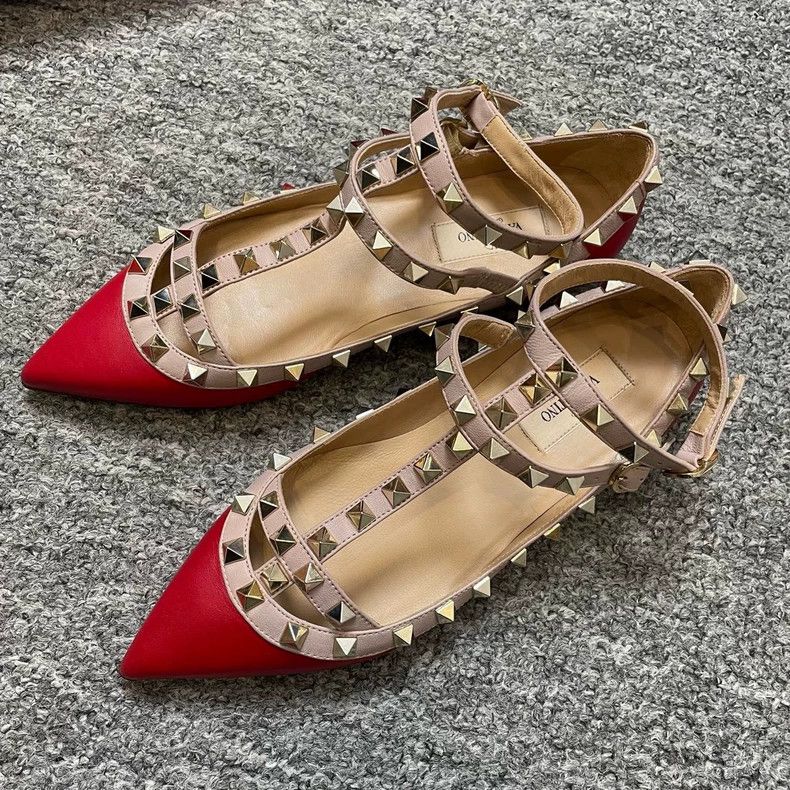 Valentino Valentino Red Double Ring Flat Shoes Size US 5 / IT 35 - 2 Thumbnail