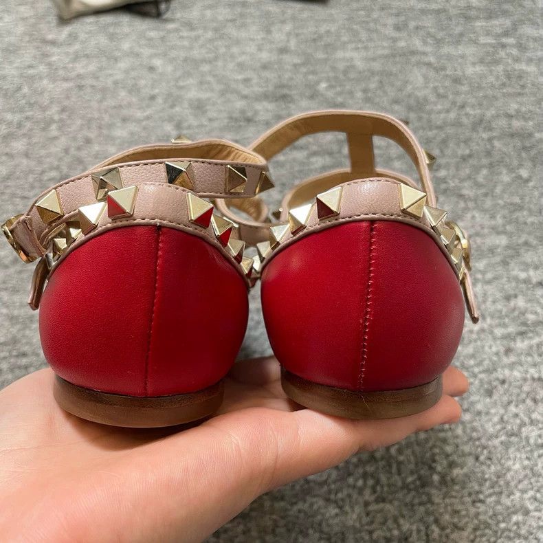 Valentino Valentino Red Double Ring Flat Shoes Size US 5 / IT 35 - 5 Thumbnail