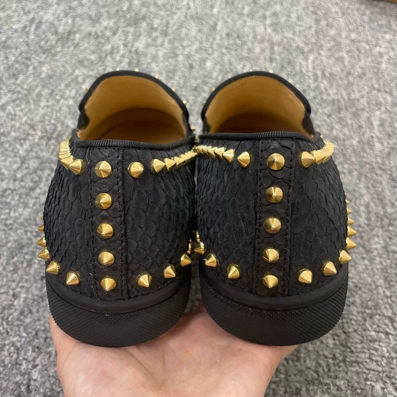 Christian Louboutin Christian Louboutin Black Studded Spike Slip-Ons Size US 8 / IT 38 - 5 Thumbnail