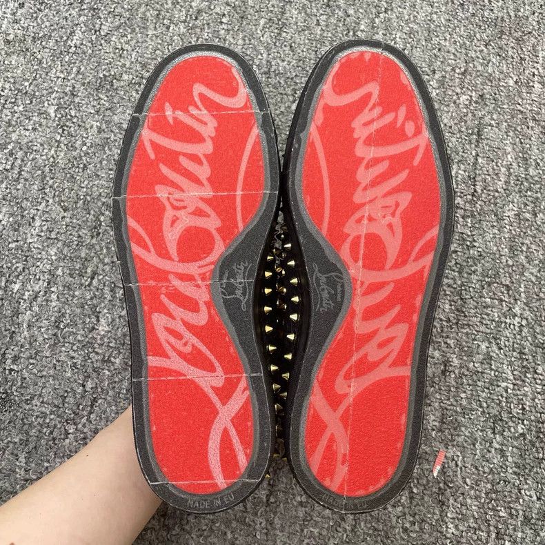 Christian Louboutin Christian Louboutin Black Studded Spike Slip-Ons Size US 8 / IT 38 - 4 Thumbnail