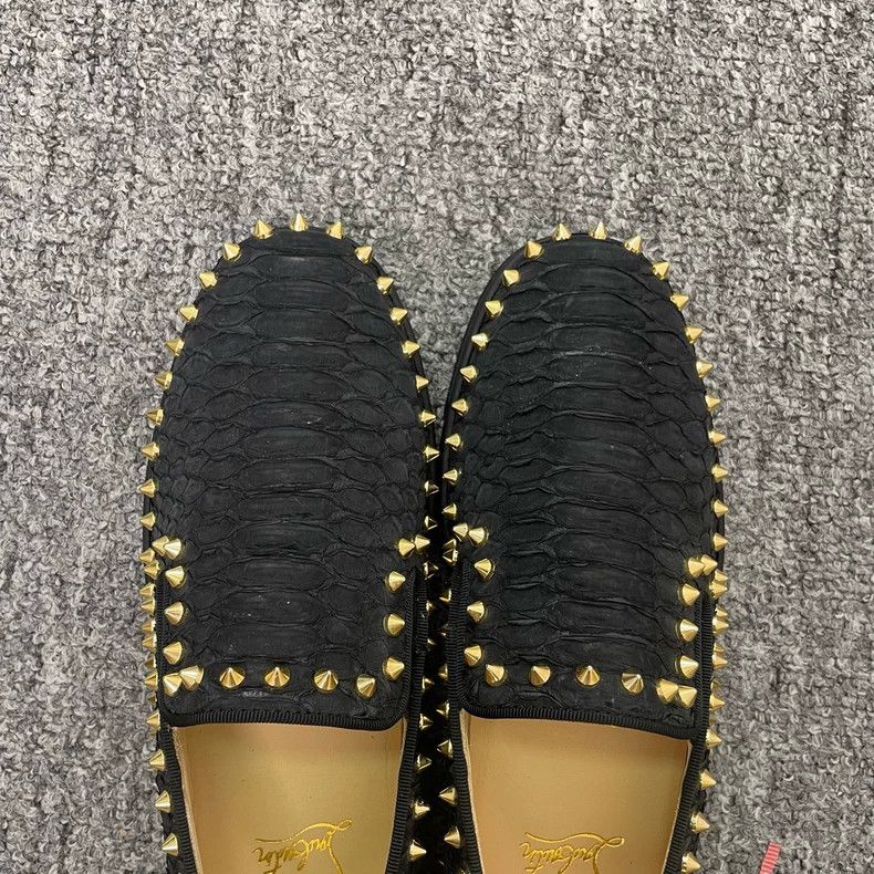 Christian Louboutin Christian Louboutin Black Studded Spike Slip-Ons Size US 8 / IT 38 - 3 Thumbnail