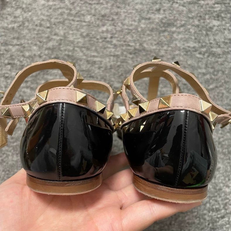 Valentino Valentino Black Patent Flat Shoes with Studs Size US 5 / IT 35 - 5 Thumbnail