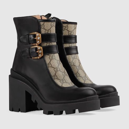 Gucci Gucci GG Buckle Leather Ankle Boots SIZE 37 Size ONE SIZE - 2 Thumbnail