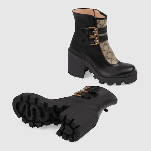 Gucci Gucci GG Buckle Leather Ankle Boots SIZE 37 Size ONE SIZE - 3 Thumbnail