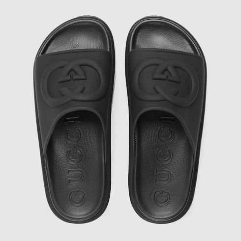 Gucci Interlocking G Rubber Slide Sandals SIZE 38