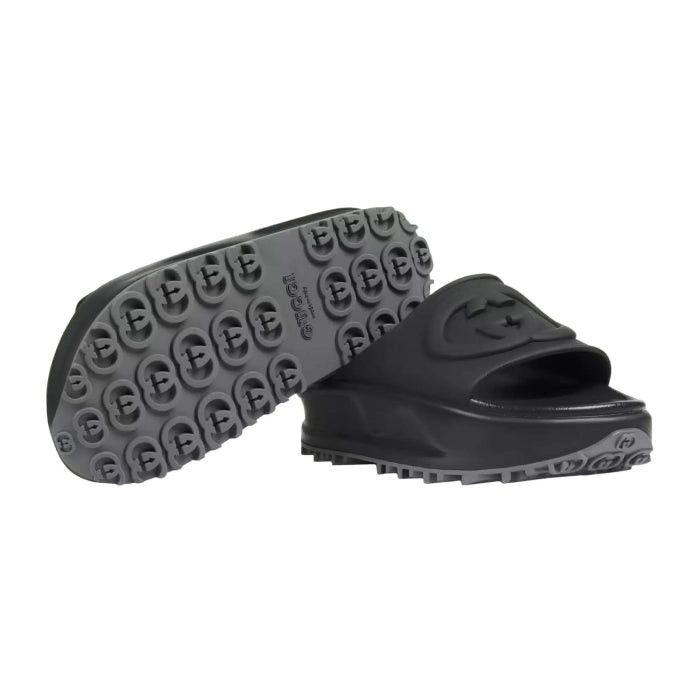 Gucci Interlocking G Rubber Slide Sandals SIZE 38
