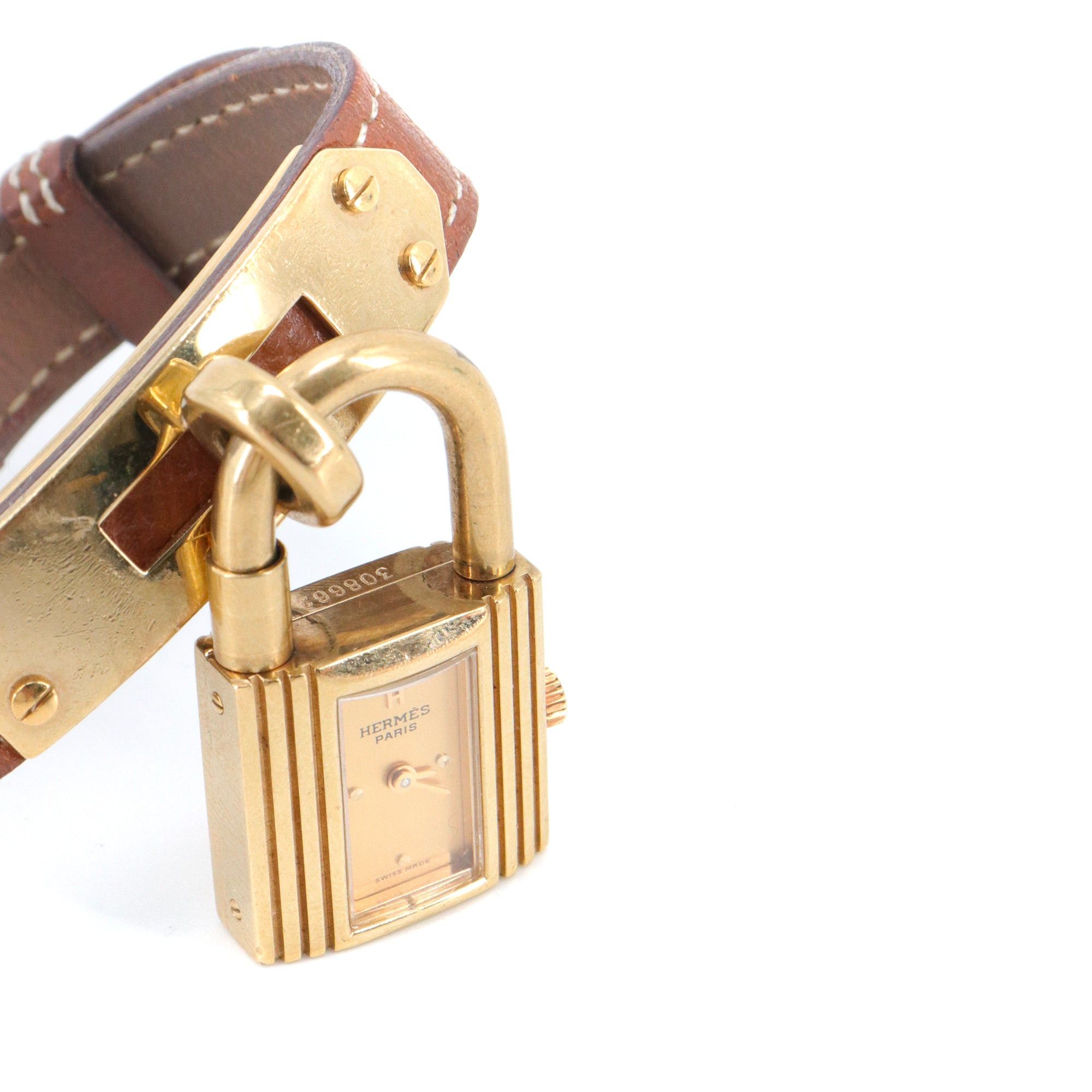 Hermes HERMÈS - Kelly Hermès watch in gold leather Size ONE SIZE - 4 Thumbnail