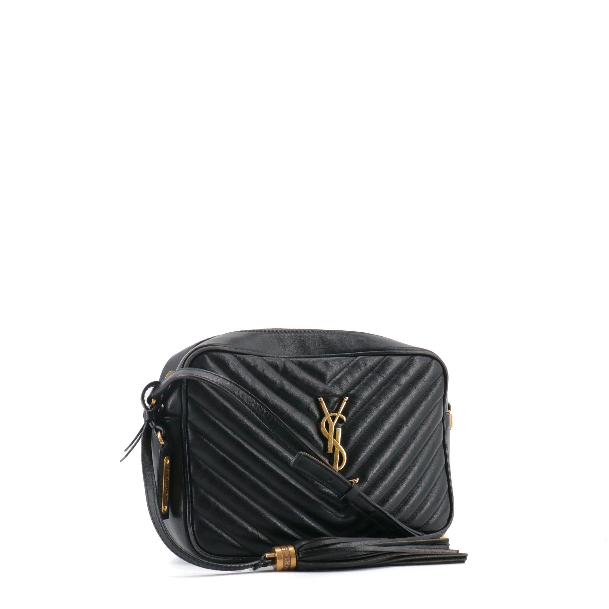 Saint Laurent Paris SAINT LAURENT - Lou Saint Laurent shoulder bag in black chevron leather Size ONE SIZE - 2 Thumbnail