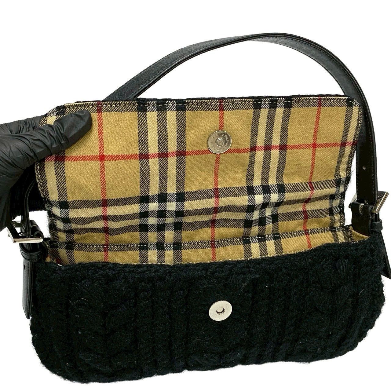 Burberry Burberry Shoulder Bag Black Wool Size ONE SIZE - 8 Thumbnail