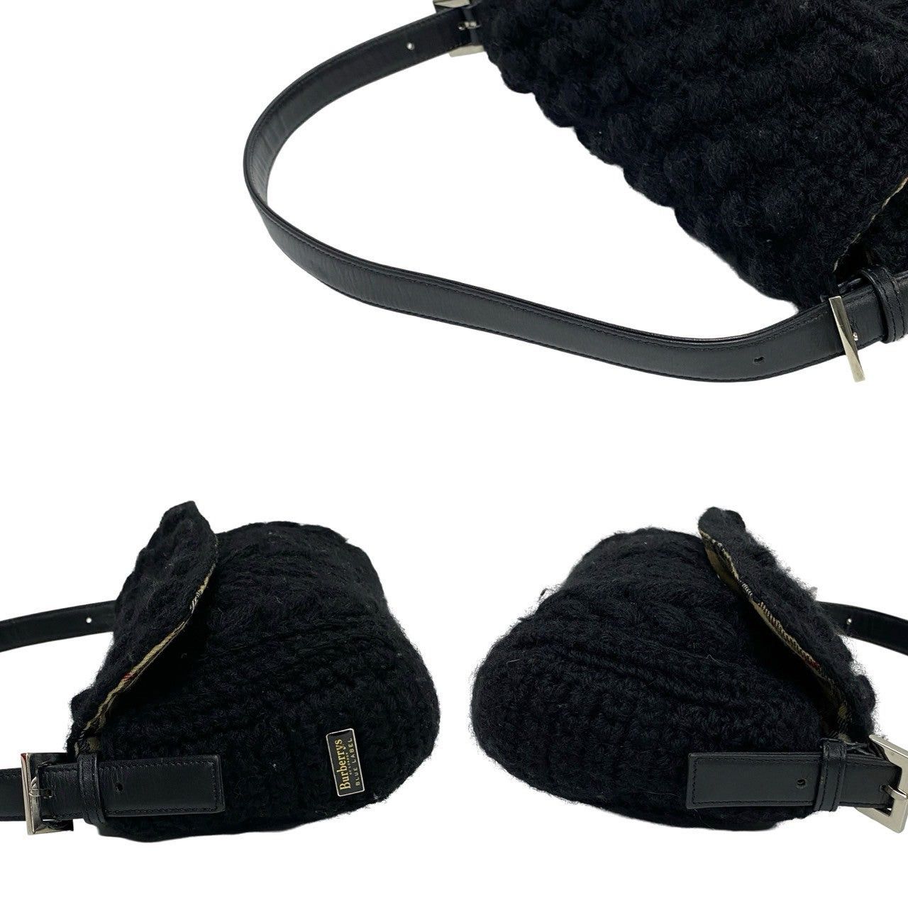 Burberry Burberry Shoulder Bag Black Wool Size ONE SIZE - 5 Thumbnail