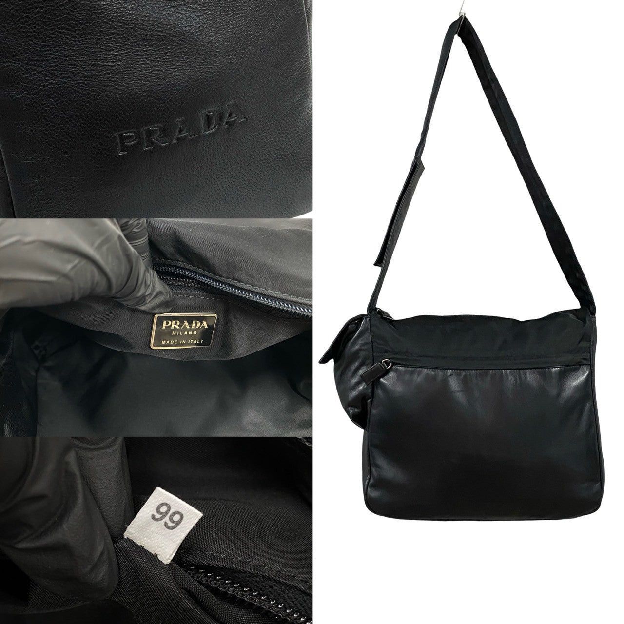 Prada Prada Shoulder Bag Black Leather Size ONE SIZE - 3 Thumbnail