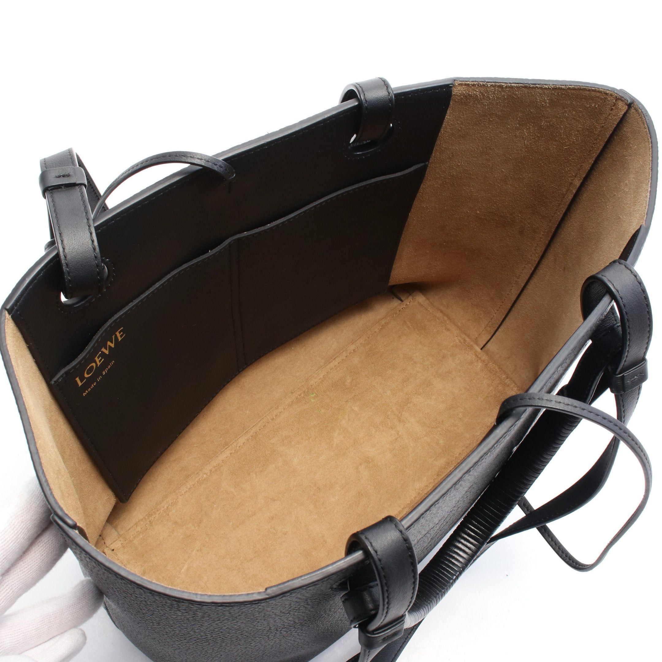 Loewe Loewe Anagram Shoulder Bag Tote Leather Black Size ONE SIZE - 3 Thumbnail