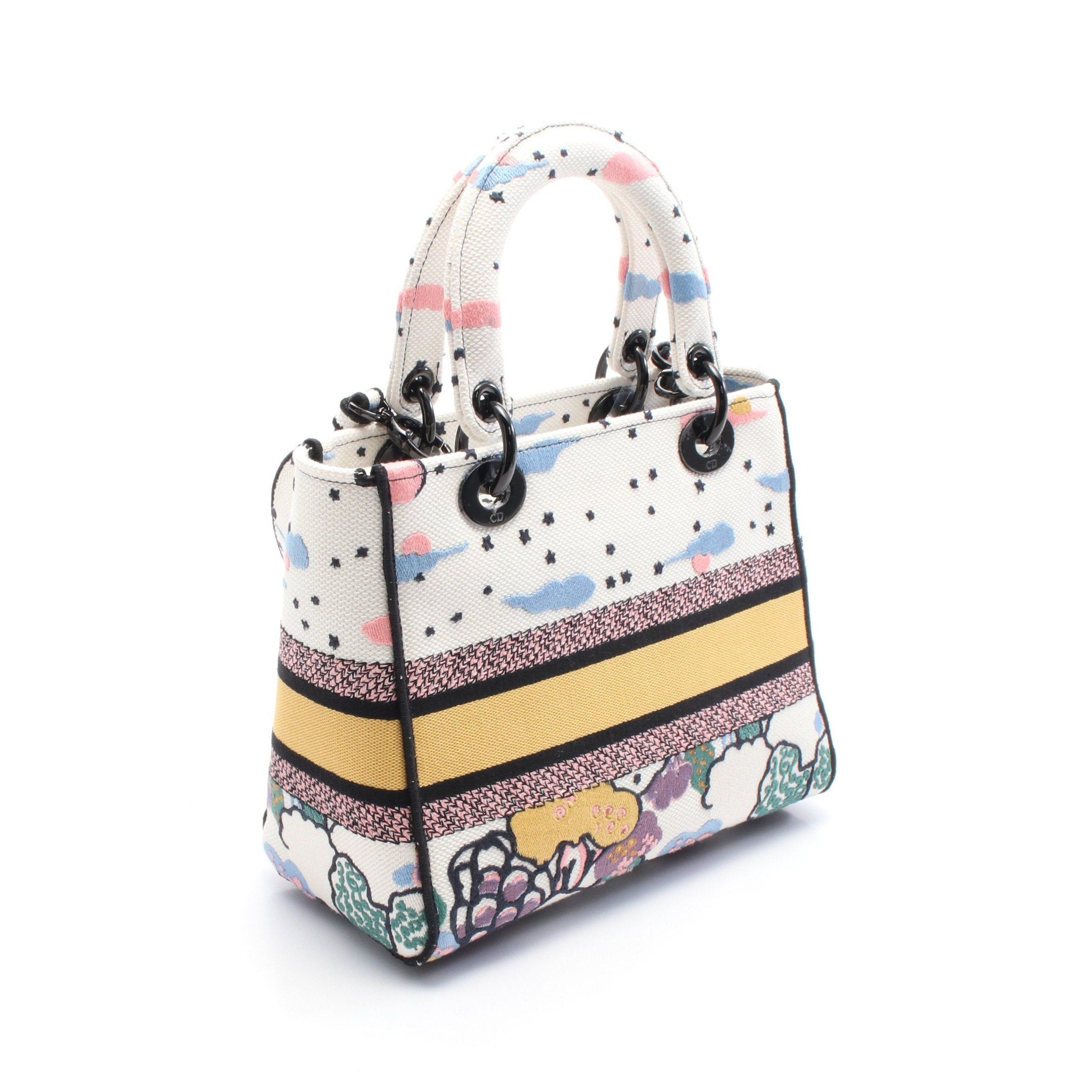 Dior Dior Lady Medium Handbag Canvas Off White Multicolor Size ONE SIZE - 2 Thumbnail