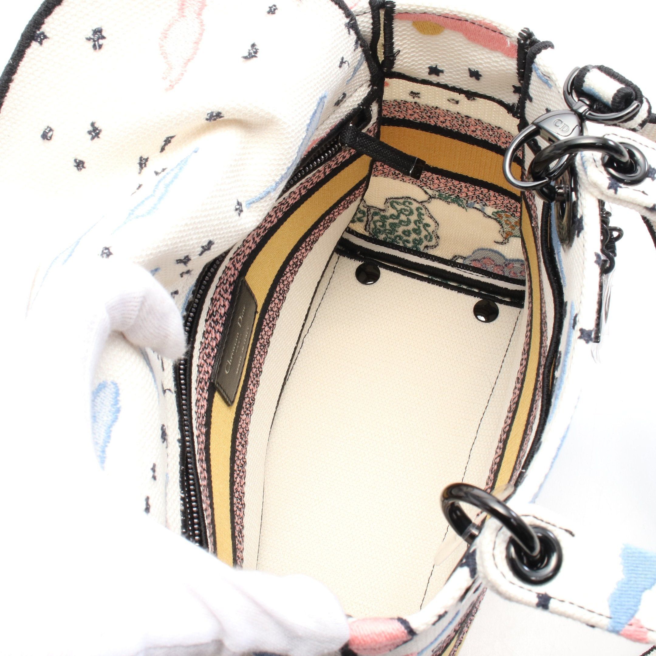 Dior Dior Lady Medium Handbag Canvas Off White Multicolor Size ONE SIZE - 3 Thumbnail