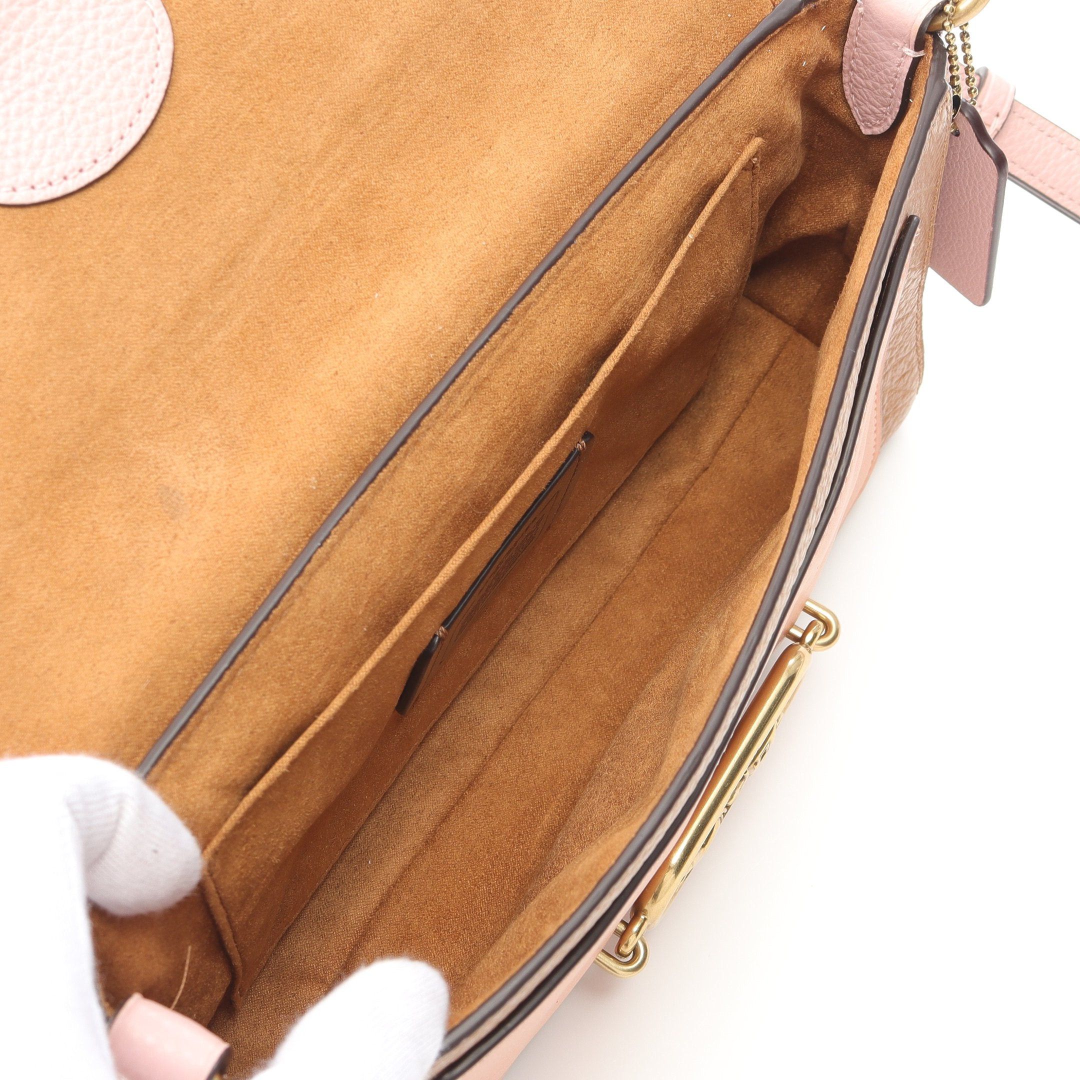 Coach Coach Shoulder Bag Leather Pink Brown Coral Orange Size ONE SIZE - 3 Thumbnail