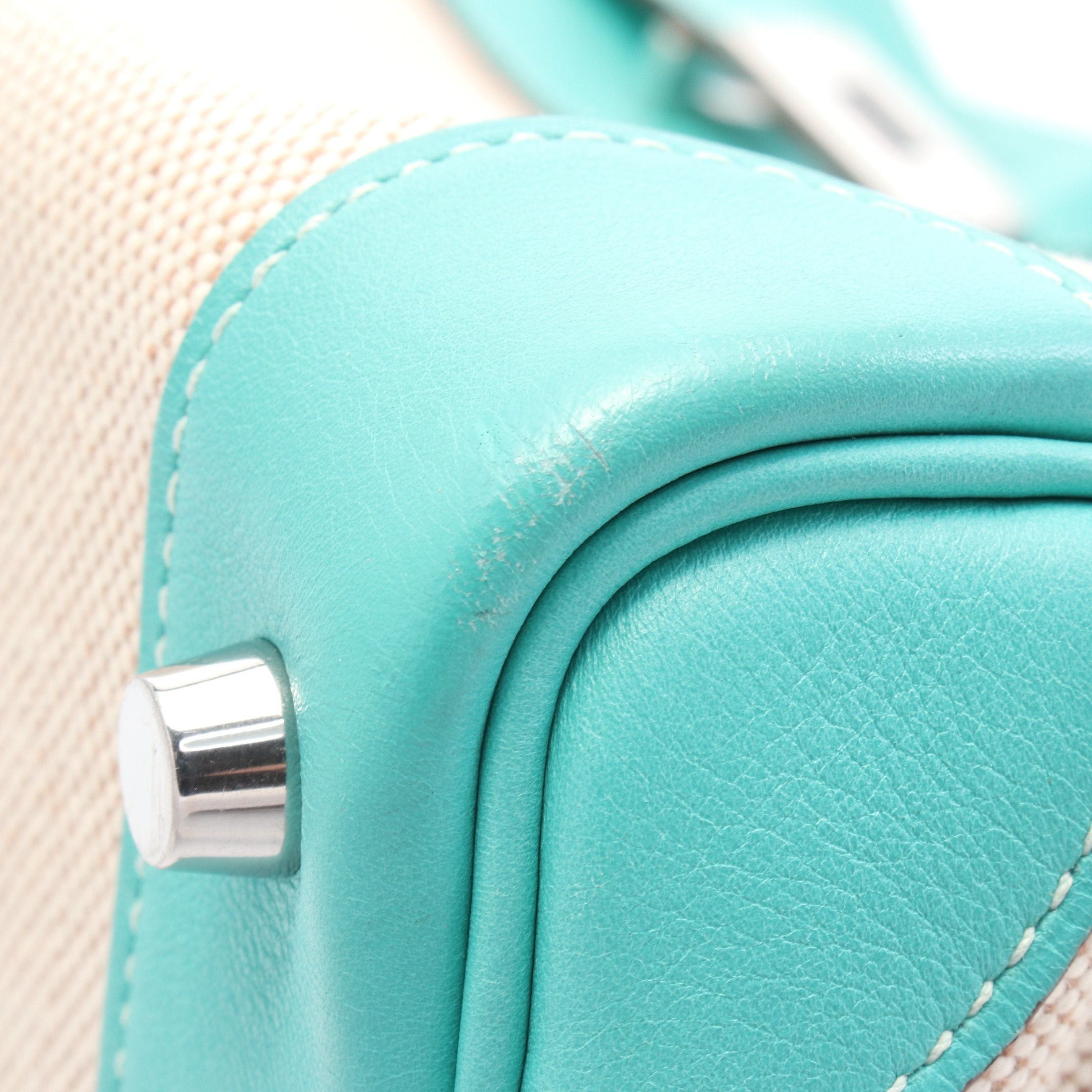 Hermes Hermes Birkin 30 Lagon Handbag Toile Officier Veau Swift Beige Turquoise Blue Silver Hardware □L Stamp Size ONE SIZE - 8 Thumbnail