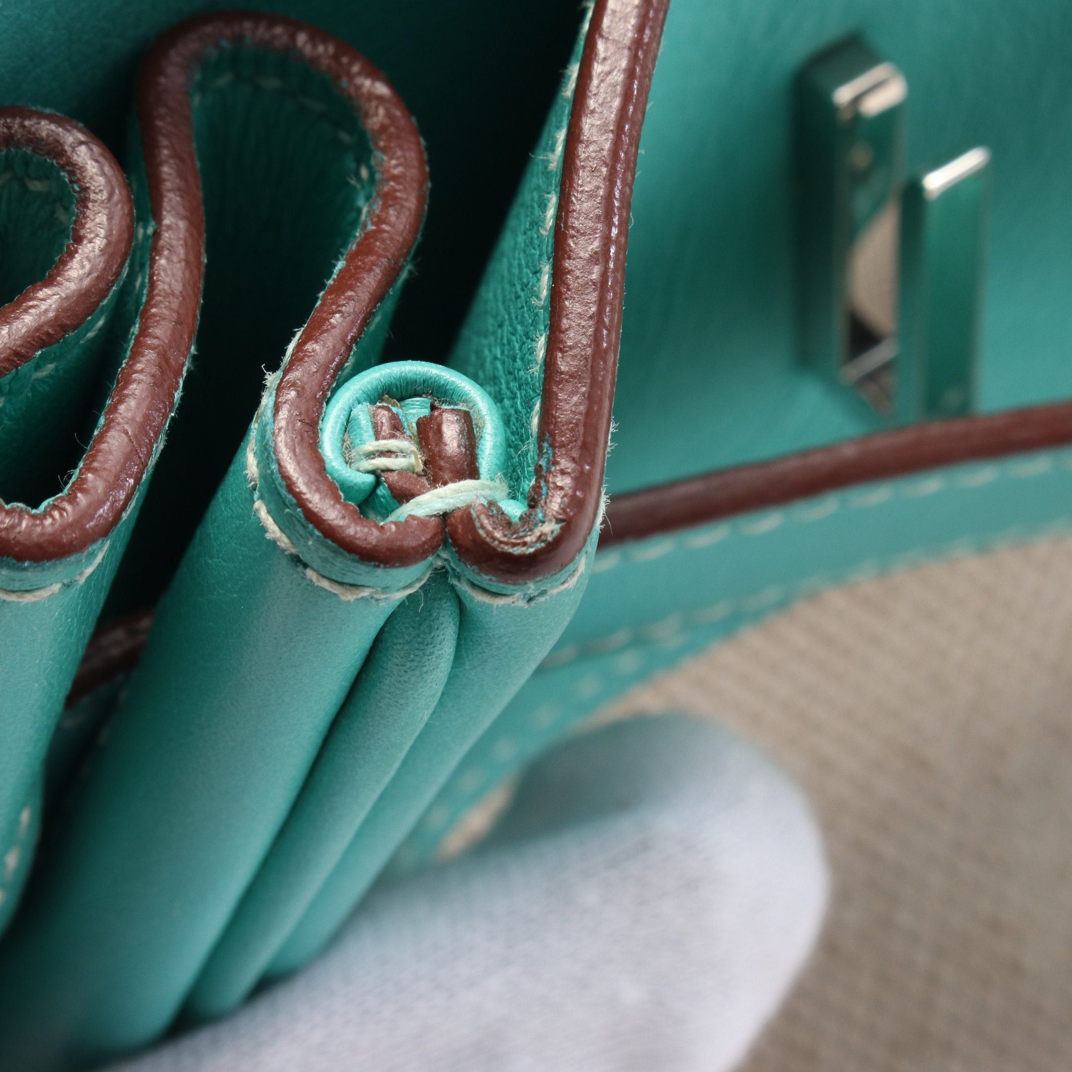 Hermes Hermes Birkin 30 Lagon Handbag Toile Officier Veau Swift Beige Turquoise Blue Silver Hardware □L Stamp Size ONE SIZE - 7 Thumbnail