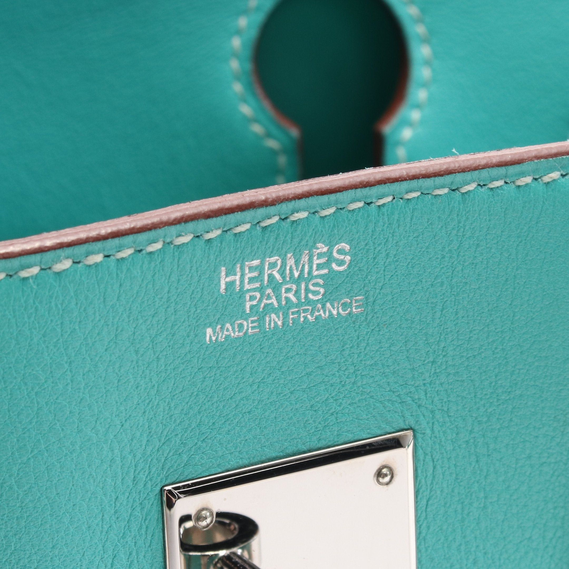 Hermes Hermes Birkin 30 Lagon Handbag Toile Officier Veau Swift Beige Turquoise Blue Silver Hardware □L Stamp Size ONE SIZE - 4 Thumbnail