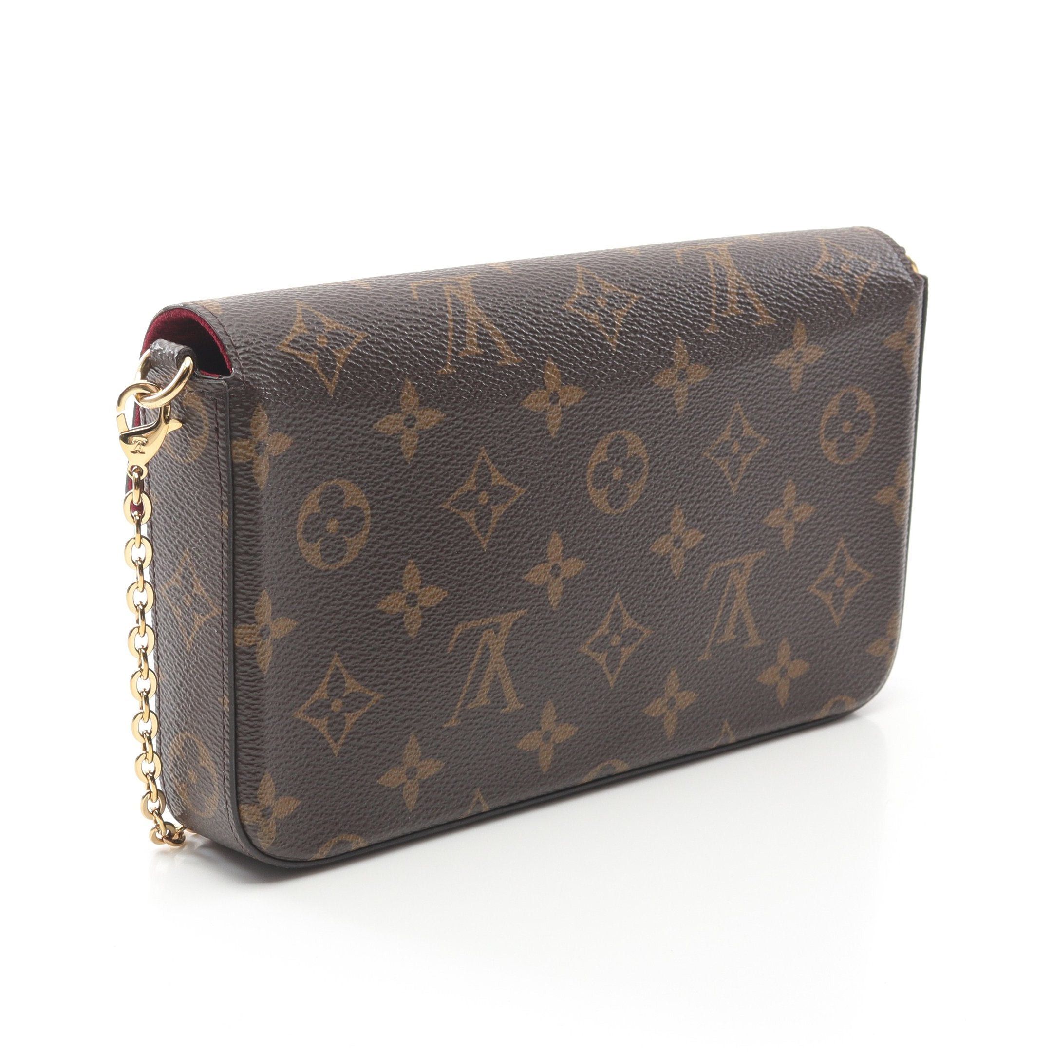 Louis Vuitton Louis Vuitton Pochette Felicie Monogram Fuchsia Chain Wallet Leather Brown Size ONE SIZE - 2 Thumbnail