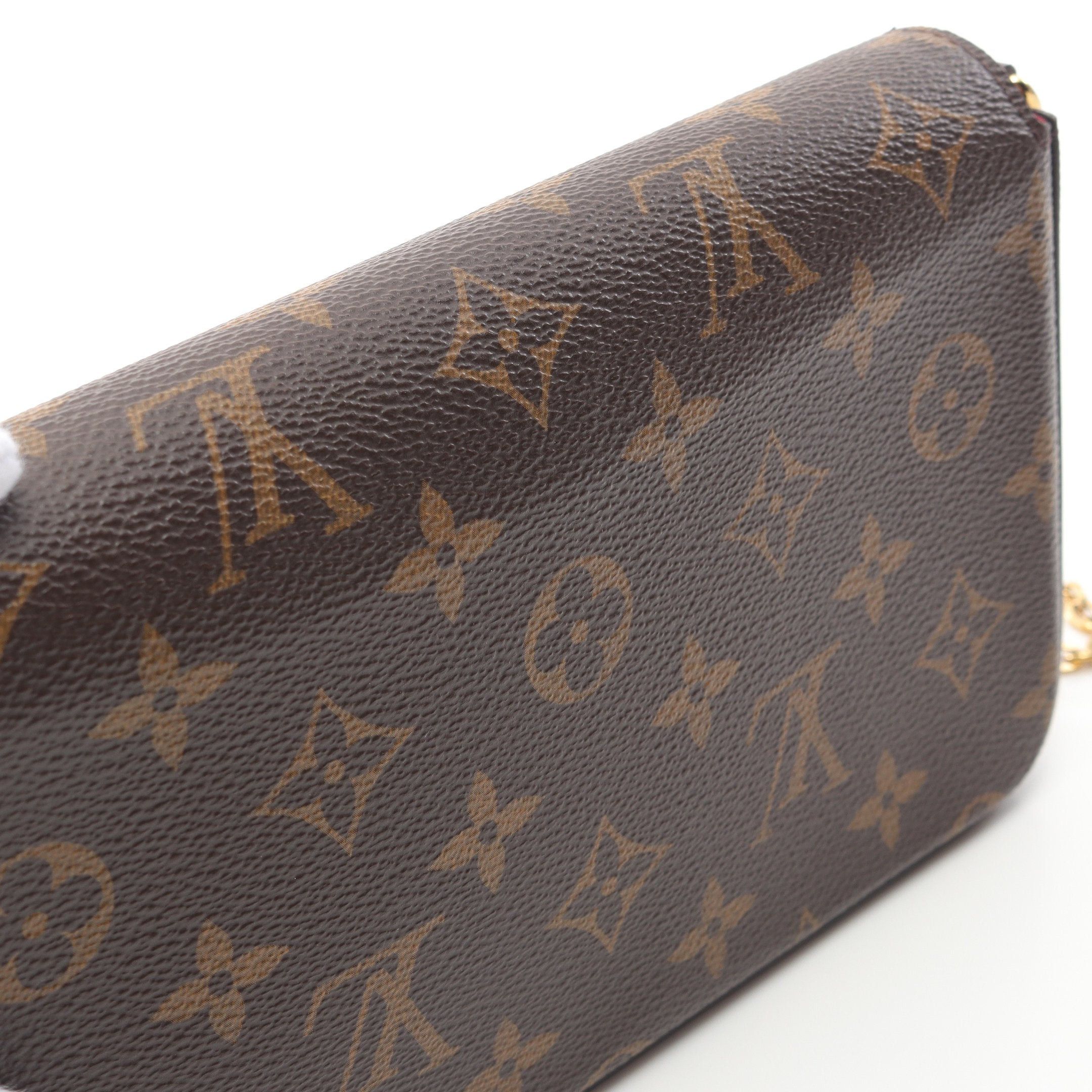 Louis Vuitton Louis Vuitton Pochette Felicie Monogram Fuchsia Chain Wallet Leather Brown Size ONE SIZE - 9 Thumbnail