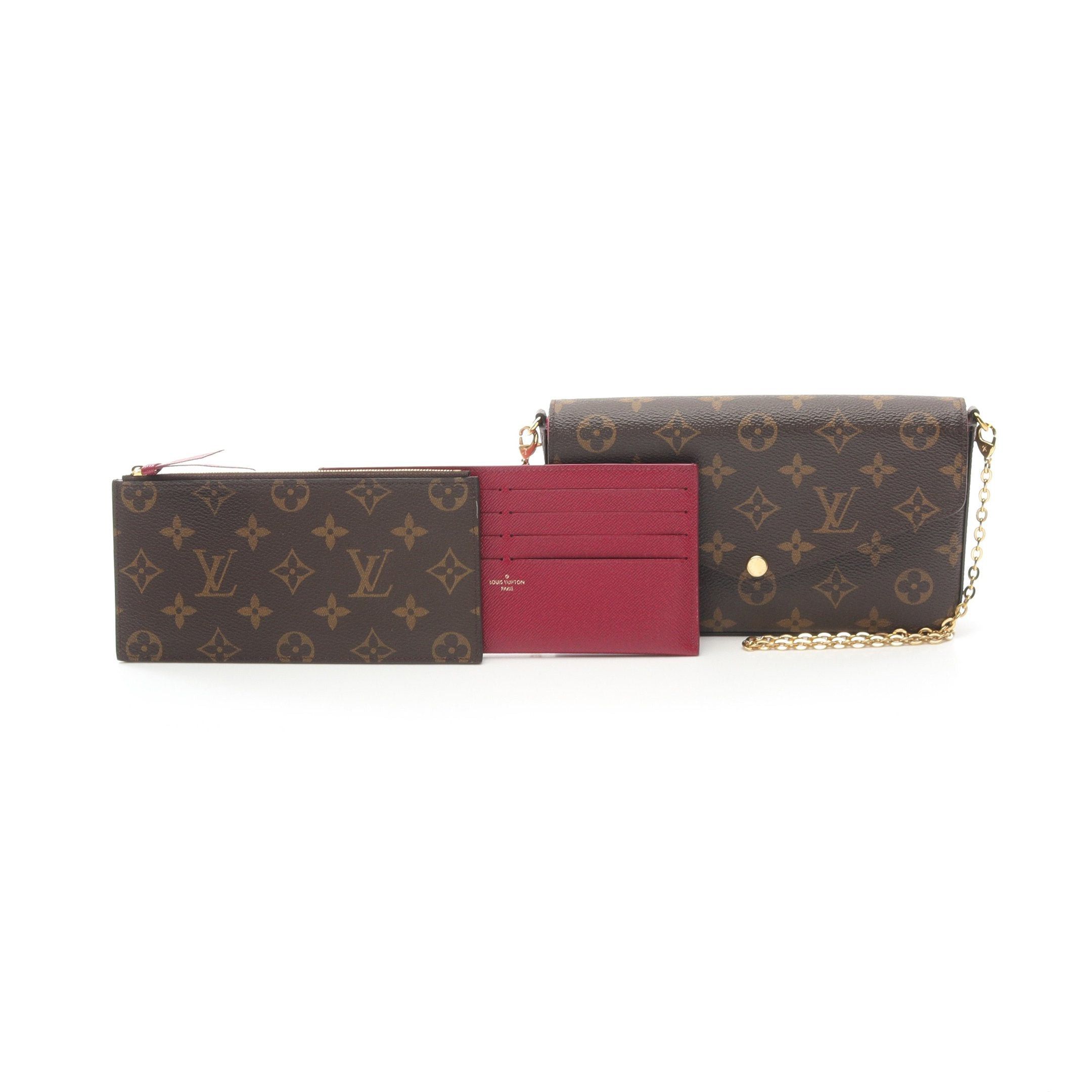 Louis Vuitton Louis Vuitton Pochette Felicie Monogram Fuchsia Chain Wallet Leather Brown Size ONE SIZE - 5 Thumbnail