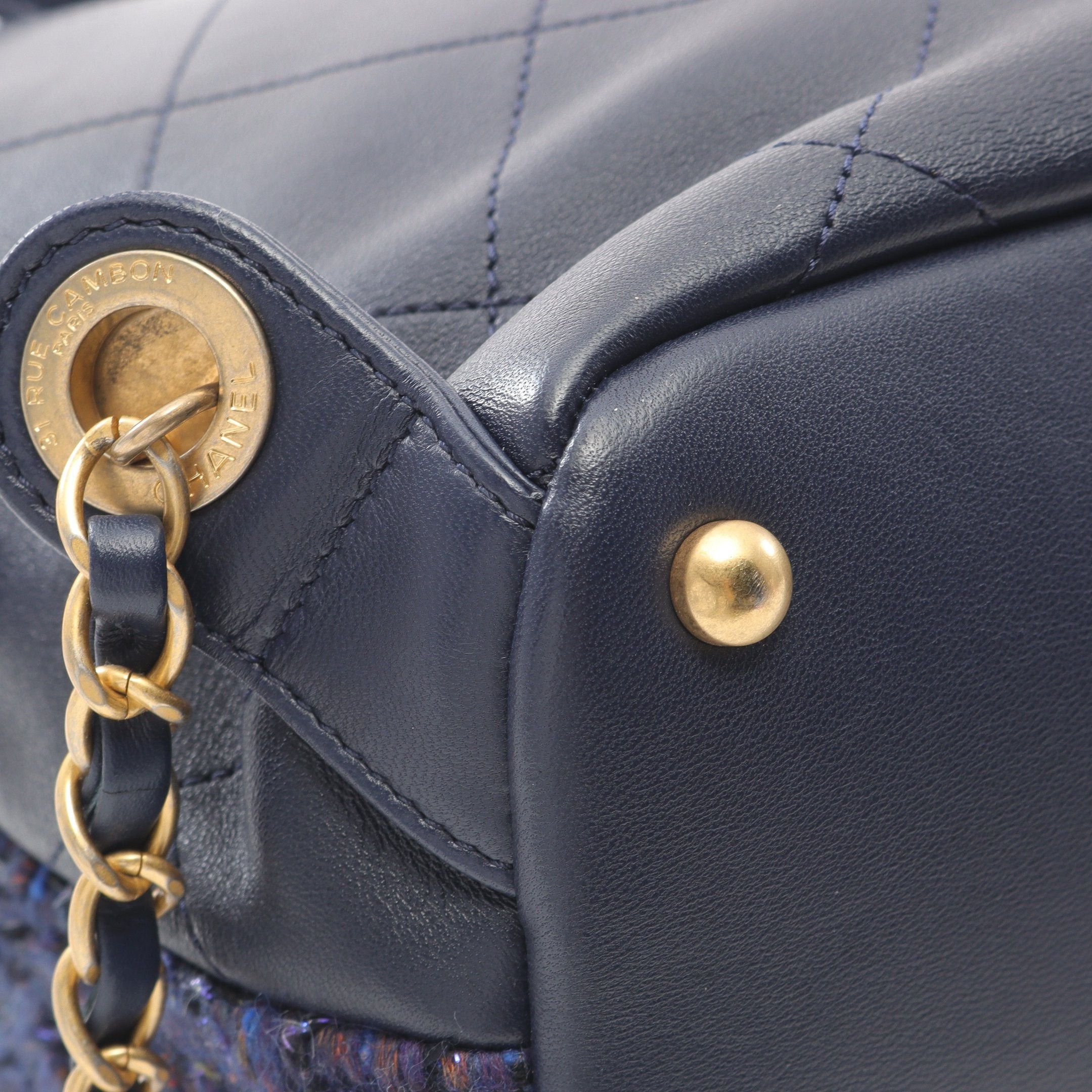 Chanel Chanel Backpack Rucksack Tweed Leather Navy Multicolor Gold Hardware Size ONE SIZE - 6 Thumbnail