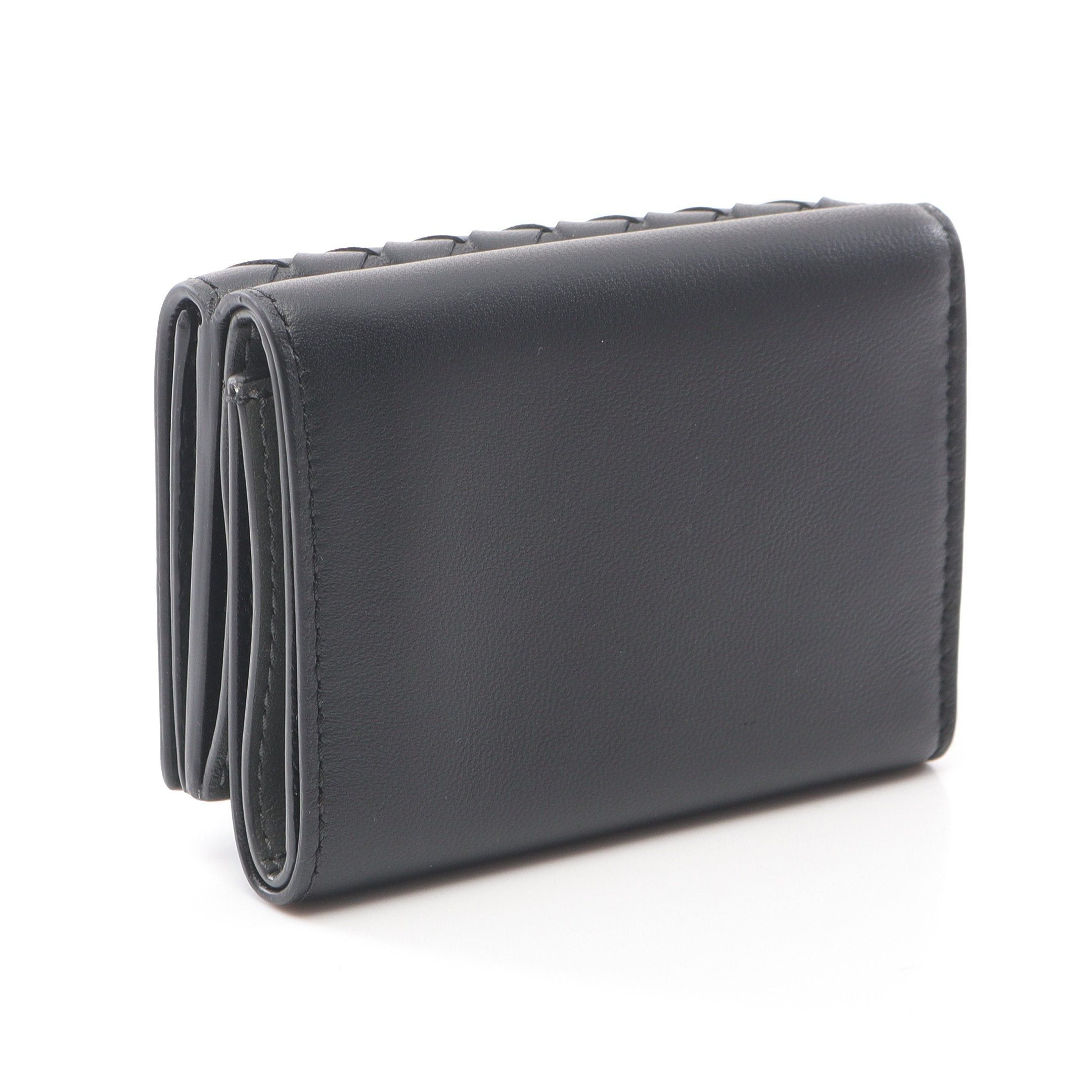 Bottega Veneta Bottega Veneta Intrecciato Trifold Wallet Leather Black Size ONE SIZE - 2 Thumbnail