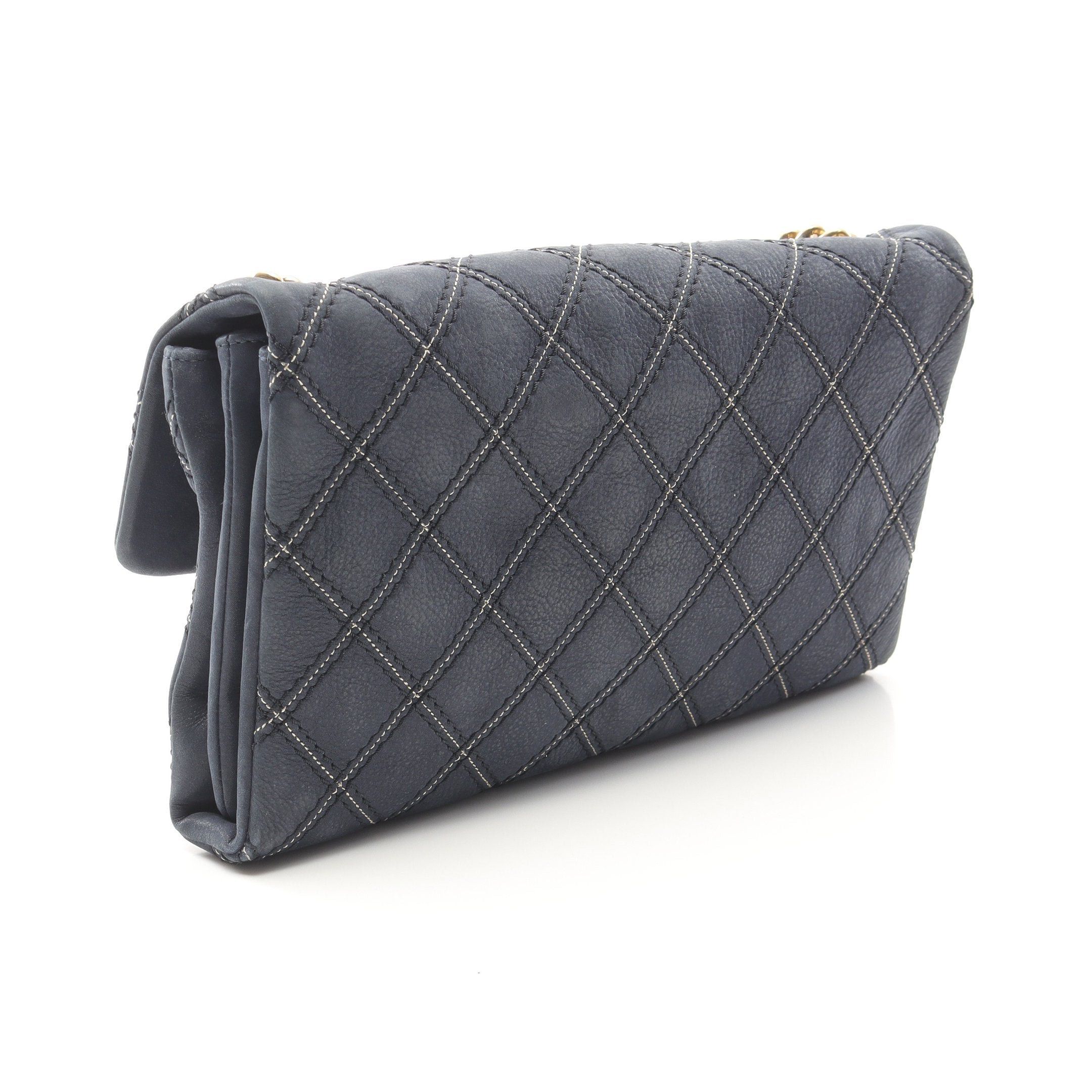 Chanel Chanel Chain Shoulder Bag Velvet Calfskin Navy Gold Hardware Size ONE SIZE - 2 Thumbnail