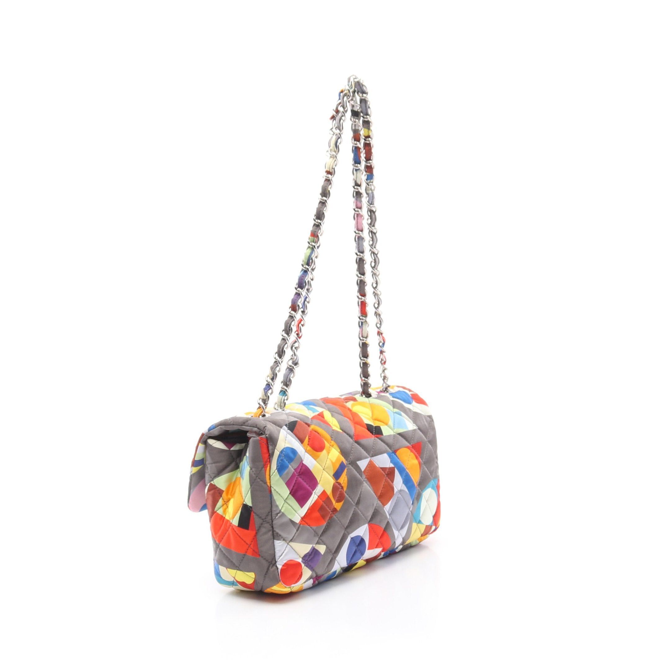 Chanel Chanel Matelasse Double Chain Shoulder Bag Nylon Gray Multicolor Silver Hardware Size ONE SIZE - 2 Thumbnail