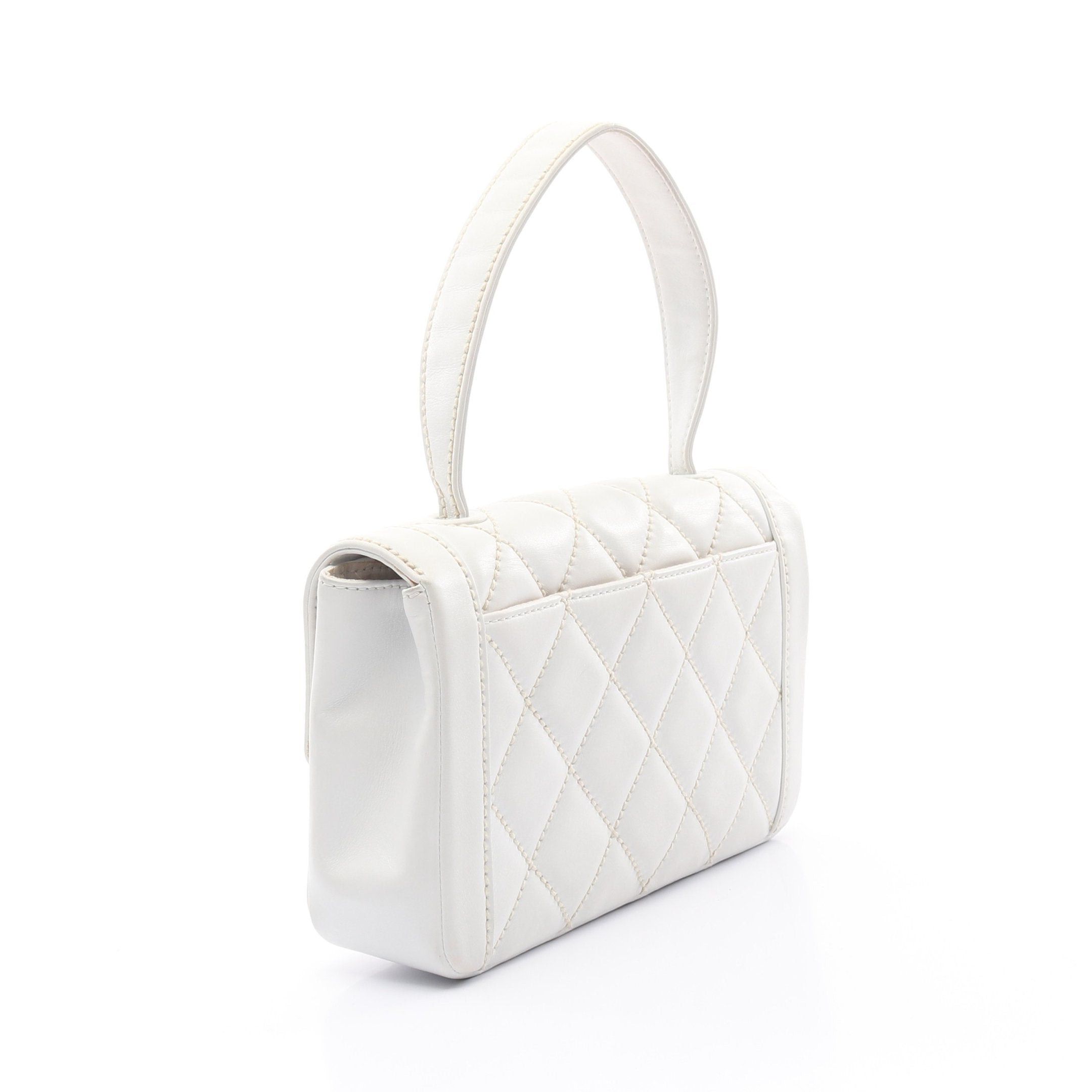 Chanel Chanel Wild Stitch Top Handle Handbag Leather White Gold Hardware Size ONE SIZE - 2 Thumbnail