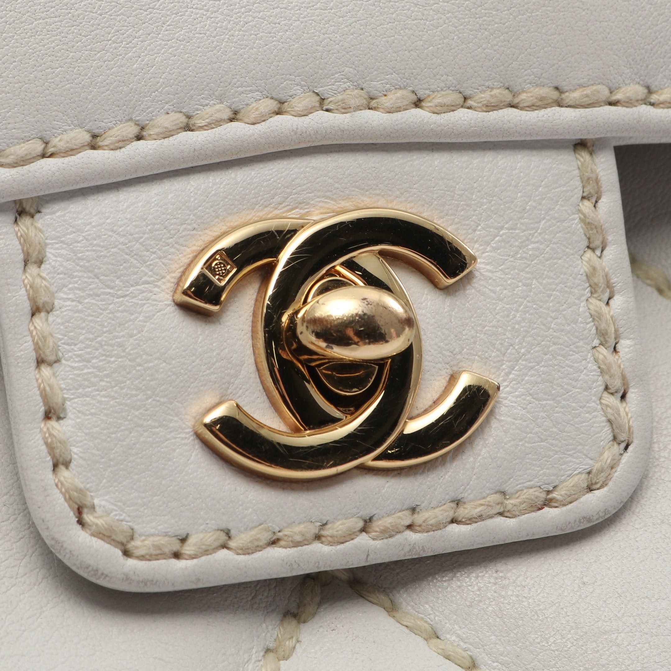 Chanel Chanel Wild Stitch Top Handle Handbag Leather White Gold Hardware Size ONE SIZE - 15 Thumbnail