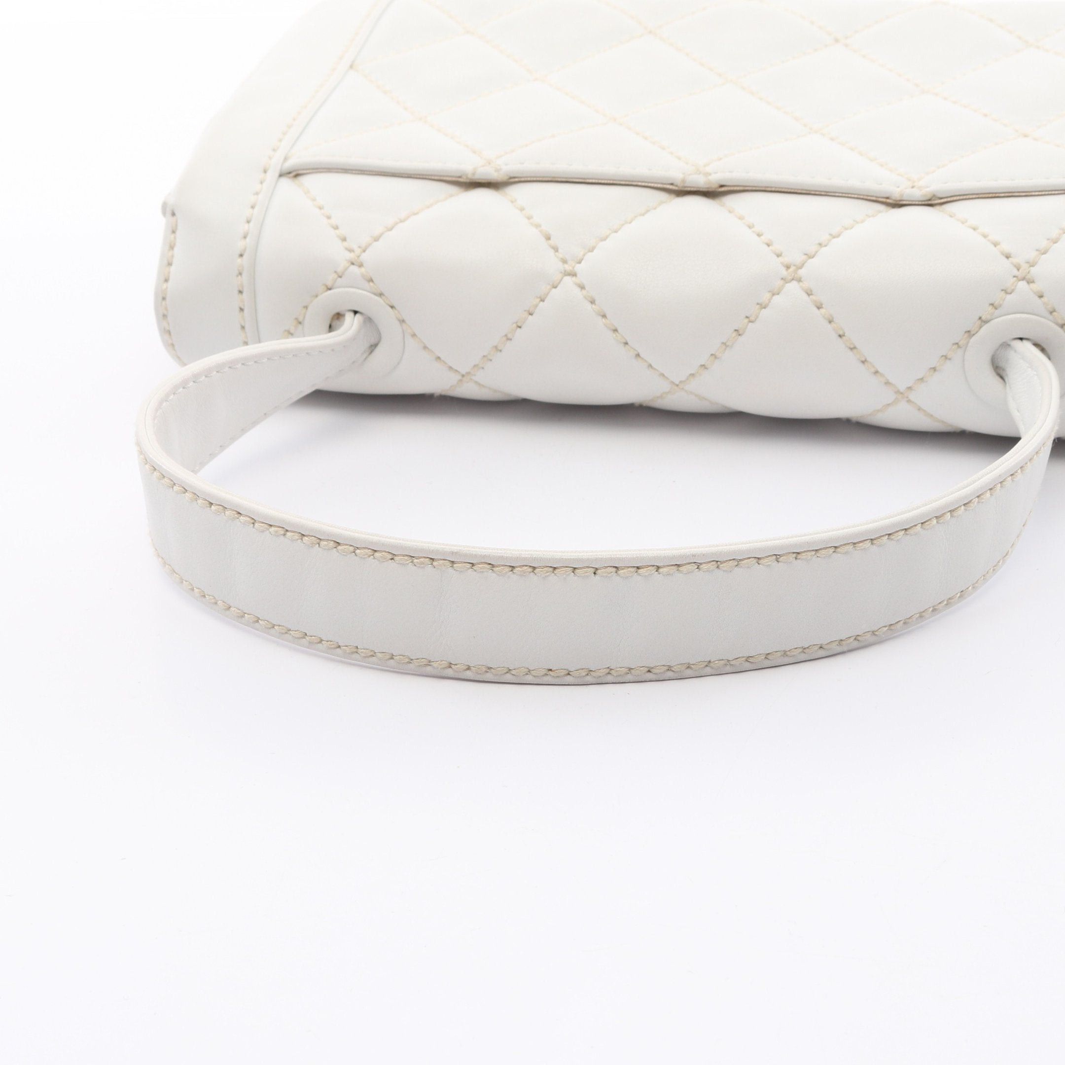 Chanel Chanel Wild Stitch Top Handle Handbag Leather White Gold Hardware Size ONE SIZE - 10 Thumbnail
