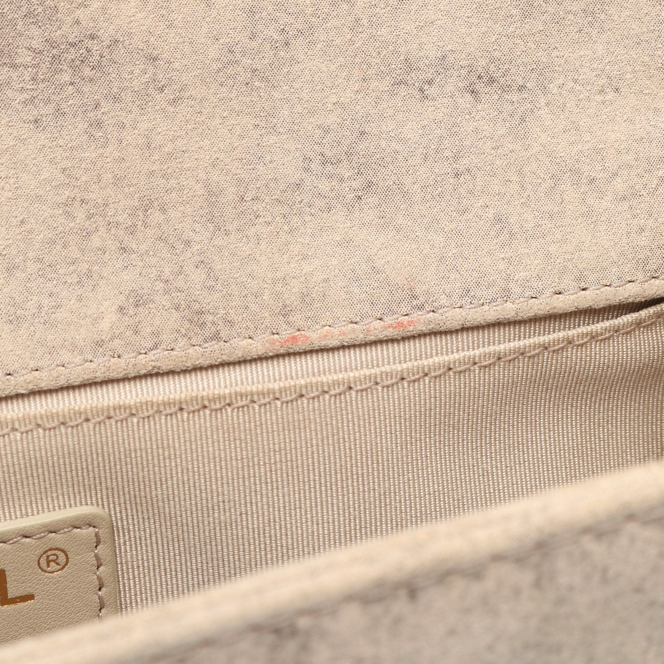 Chanel Chanel Boy Chanel Chain Shoulder Bag Velvet Calfskin Beige Antique Gold Hardware Size ONE SIZE - 8 Thumbnail
