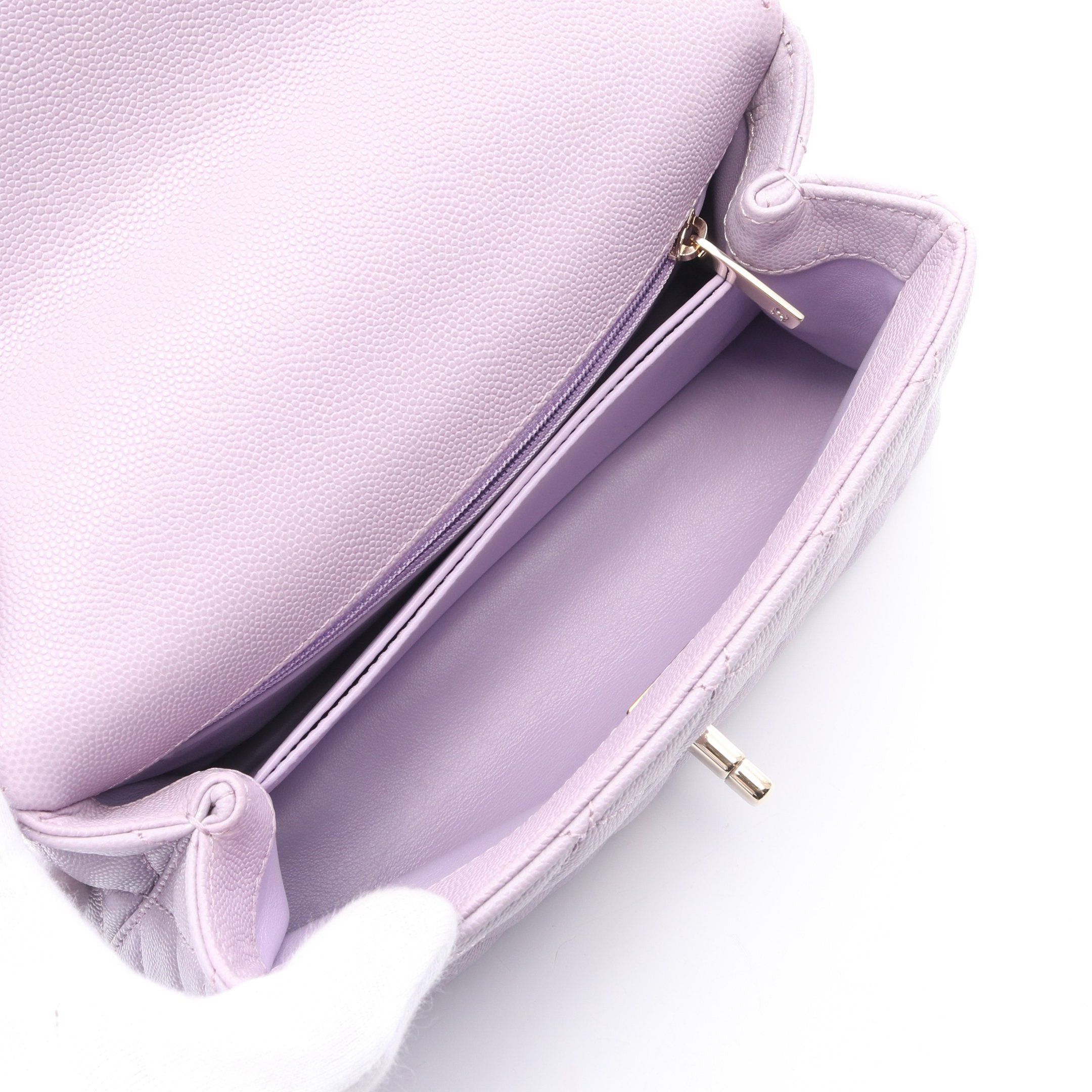 Chanel Chanel Coco Handle Flap Matelasse Handbag Caviar Skin Light Purple Gold Hardware Size ONE SIZE - 3 Thumbnail