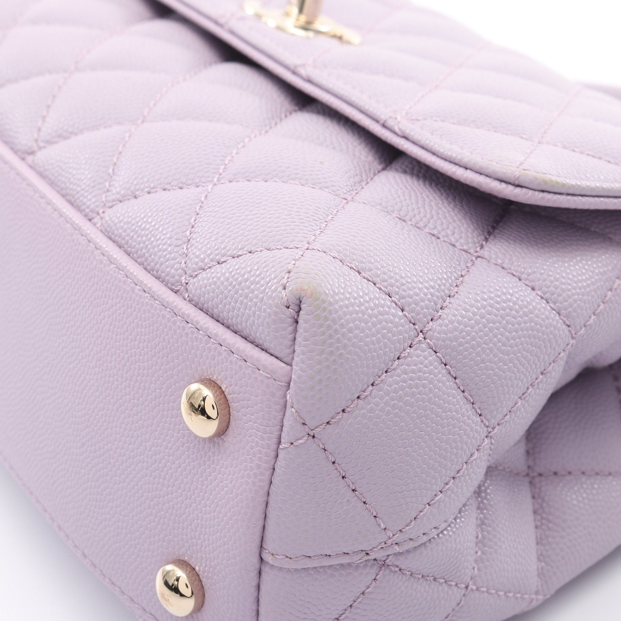 Chanel Chanel Coco Handle Flap Matelasse Handbag Caviar Skin Light Purple Gold Hardware Size ONE SIZE - 7 Thumbnail