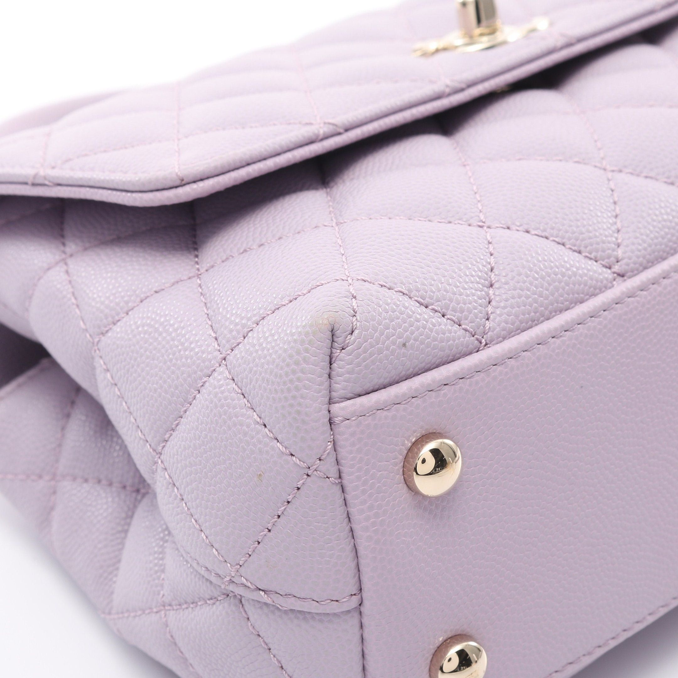 Chanel Chanel Coco Handle Flap Matelasse Handbag Caviar Skin Light Purple Gold Hardware Size ONE SIZE - 6 Thumbnail