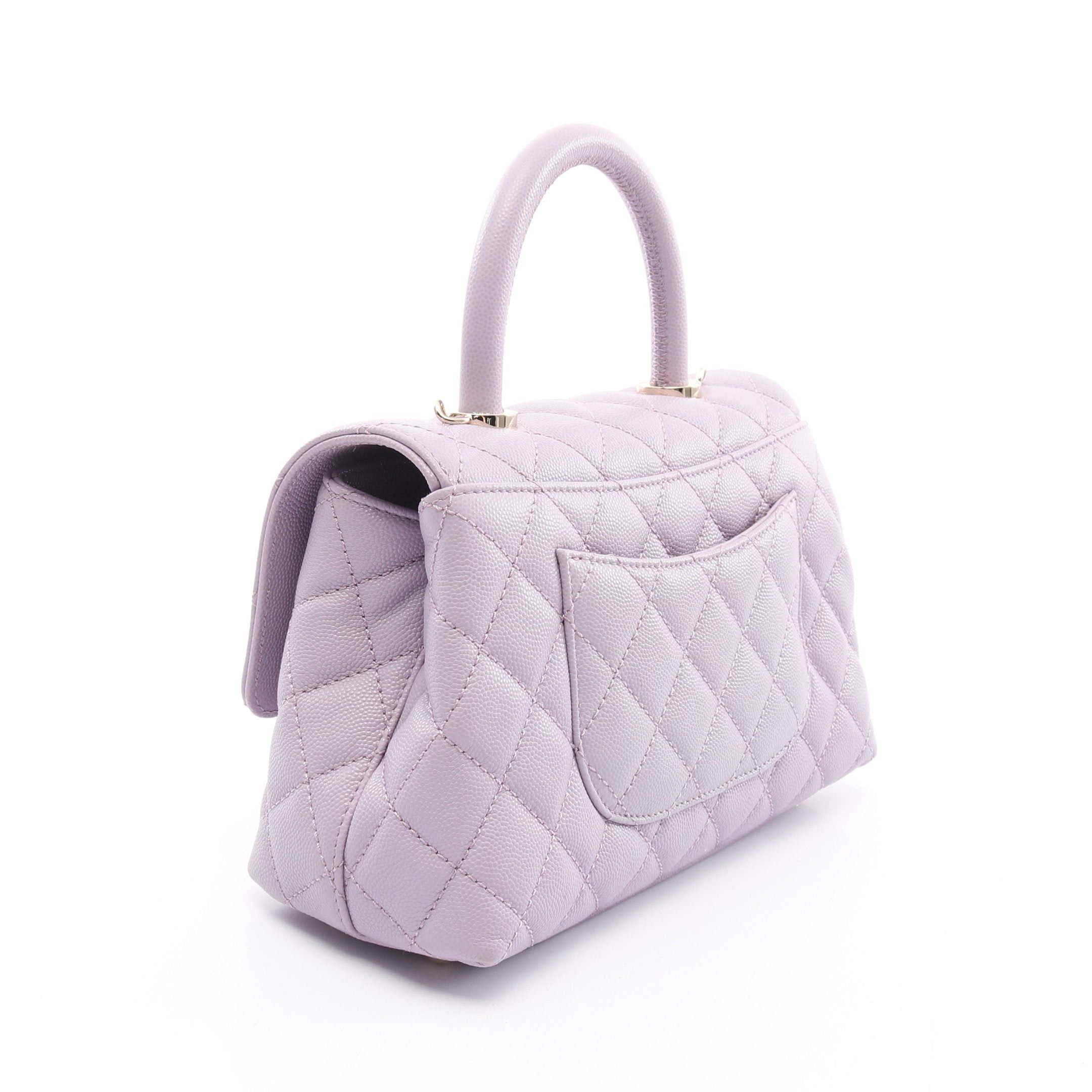 Chanel Chanel Coco Handle Flap Matelasse Handbag Caviar Skin Light Purple Gold Hardware Size ONE SIZE - 2 Thumbnail