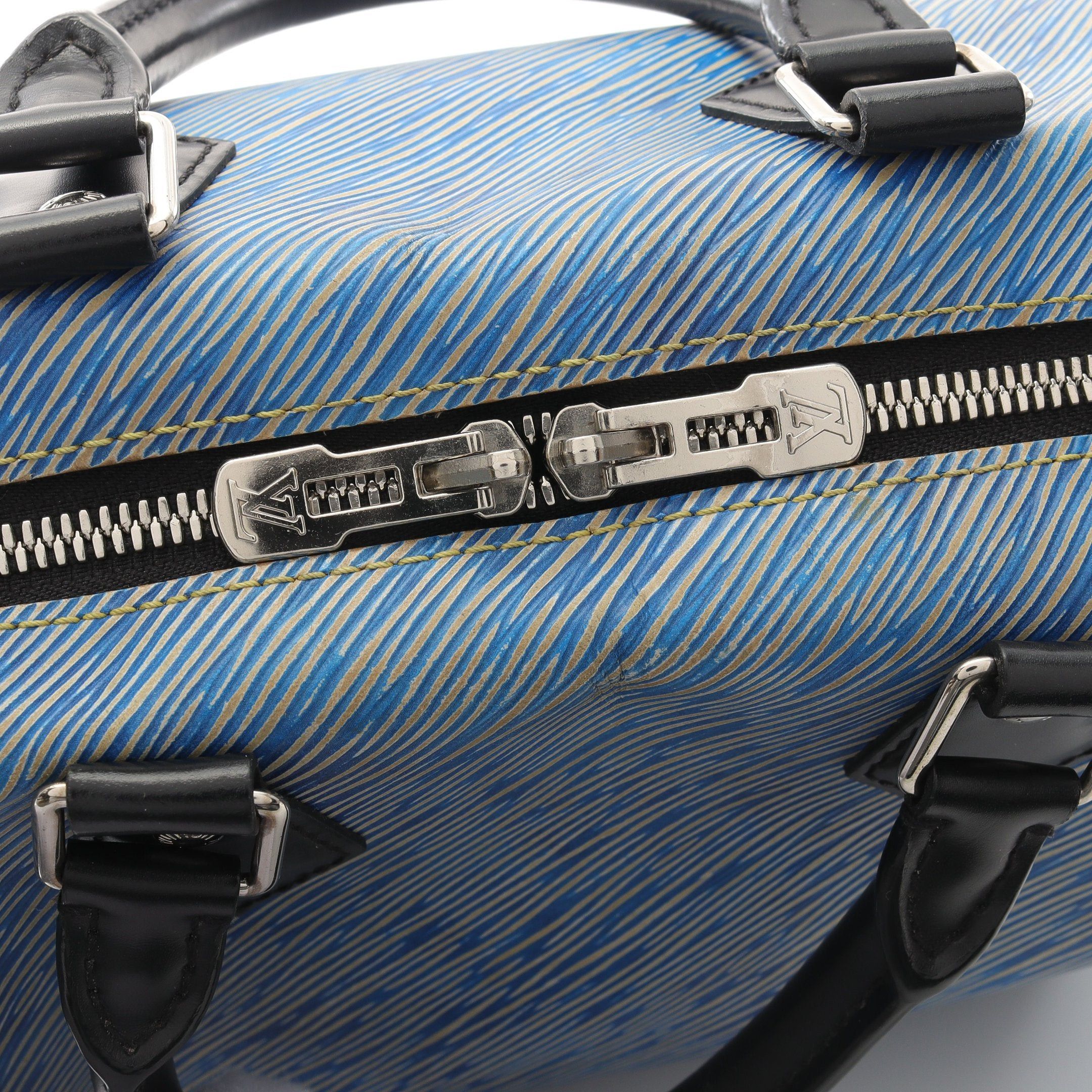 Louis Vuitton Louis Vuitton Speedy 25 Epi Denim Handbag Leather Blue Black Size ONE SIZE - 7 Thumbnail