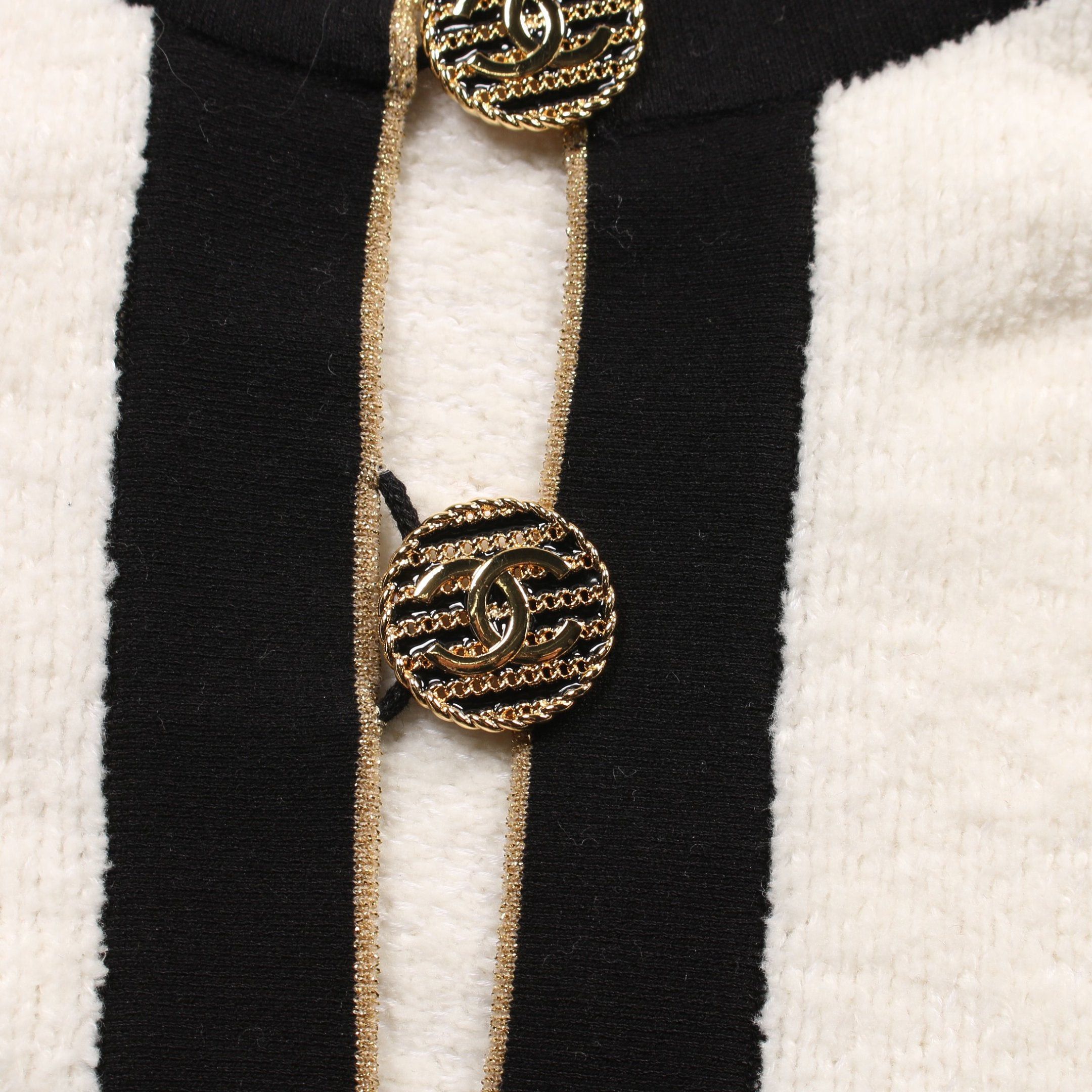Chanel Chanel Cocomark Button Pile One Piece Long Sleeve Cotton White Black Size ONE SIZE - 10 Thumbnail