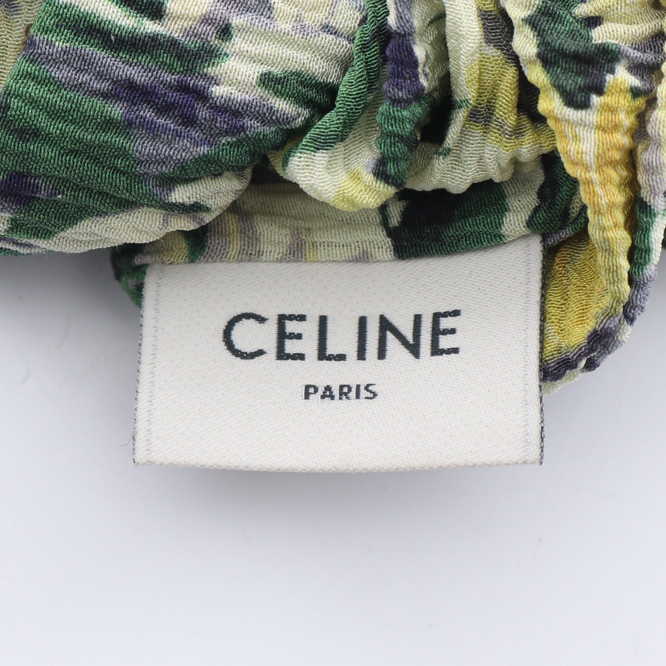 Celine Celine Triomphe Scrunchie Hair Accessory Silk Green Multicolor Size ONE SIZE - 3 Thumbnail