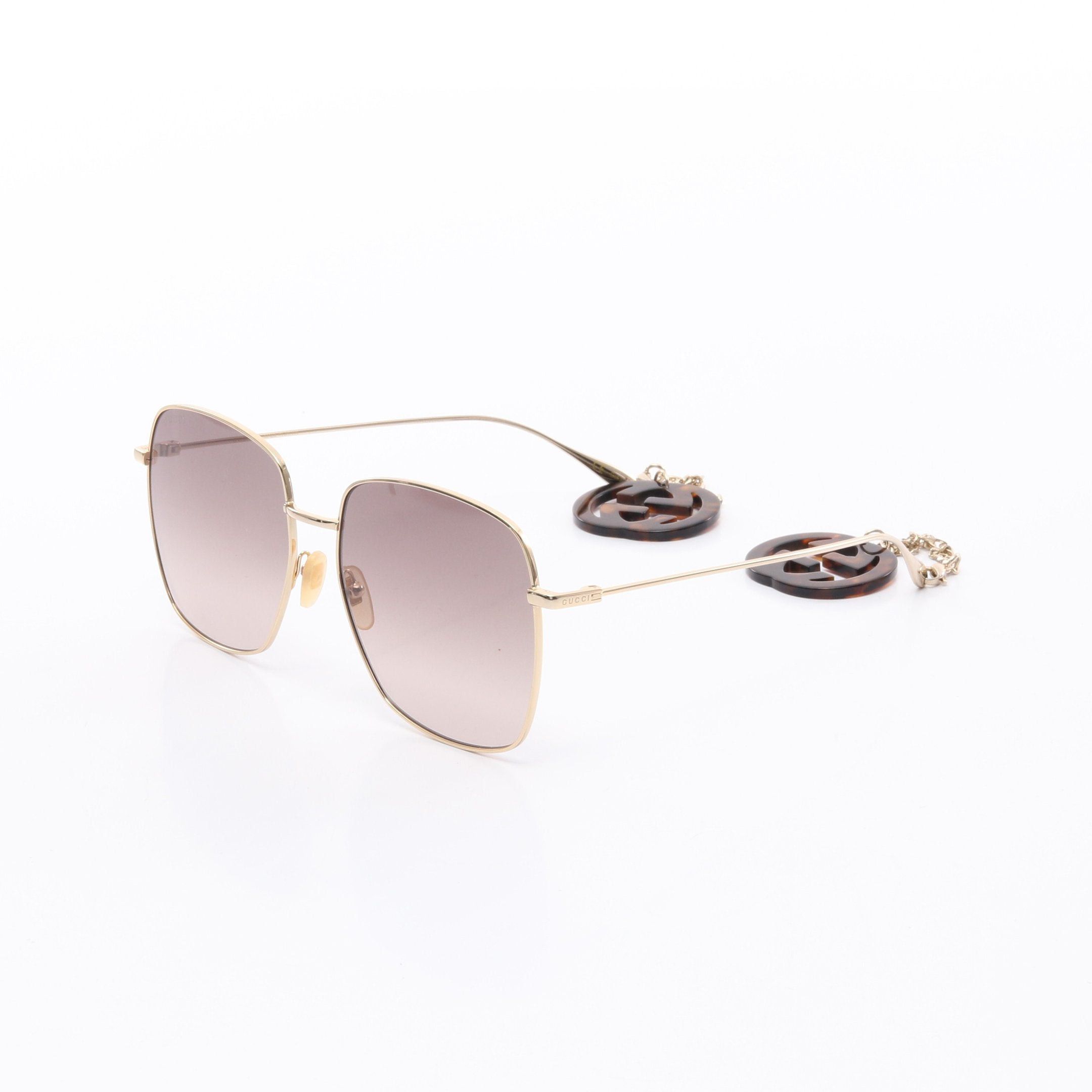 Gucci Gucci Square Frame Sunglasses Gp Gold Gradient Lens Size ONE SIZE - 2 Thumbnail