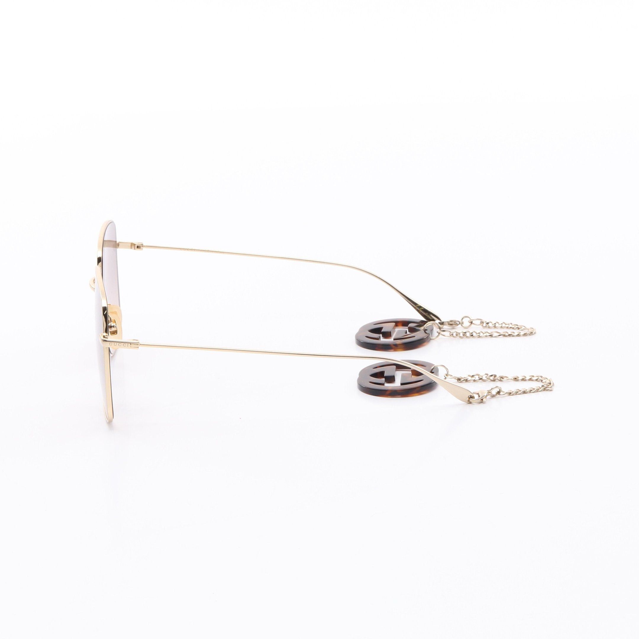 Gucci Gucci Square Frame Sunglasses Gp Gold Gradient Lens Size ONE SIZE - 3 Thumbnail