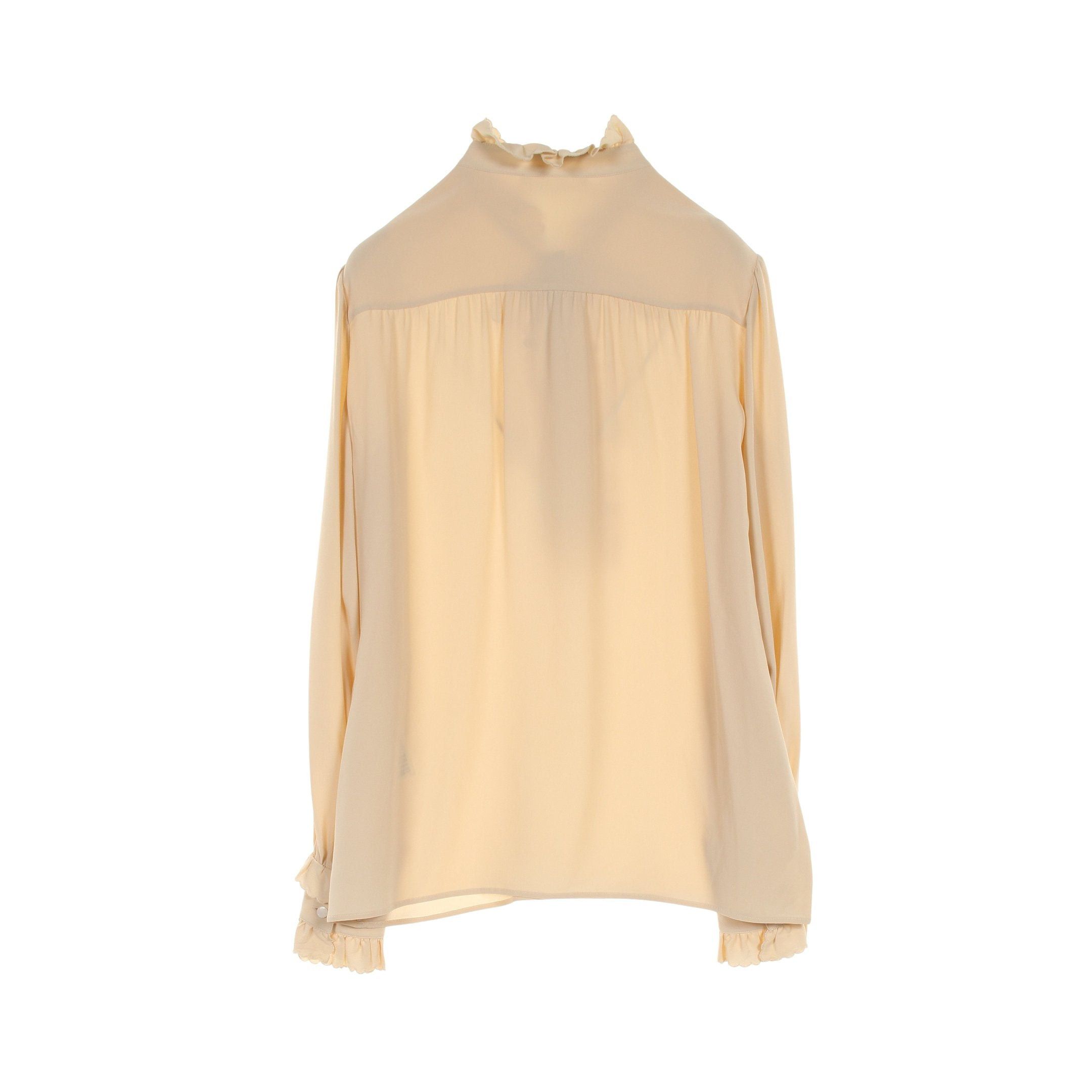 Celine Celine Frill Blouse Ribbon Tie Silk Light Beige Size ONE SIZE - 2 Thumbnail