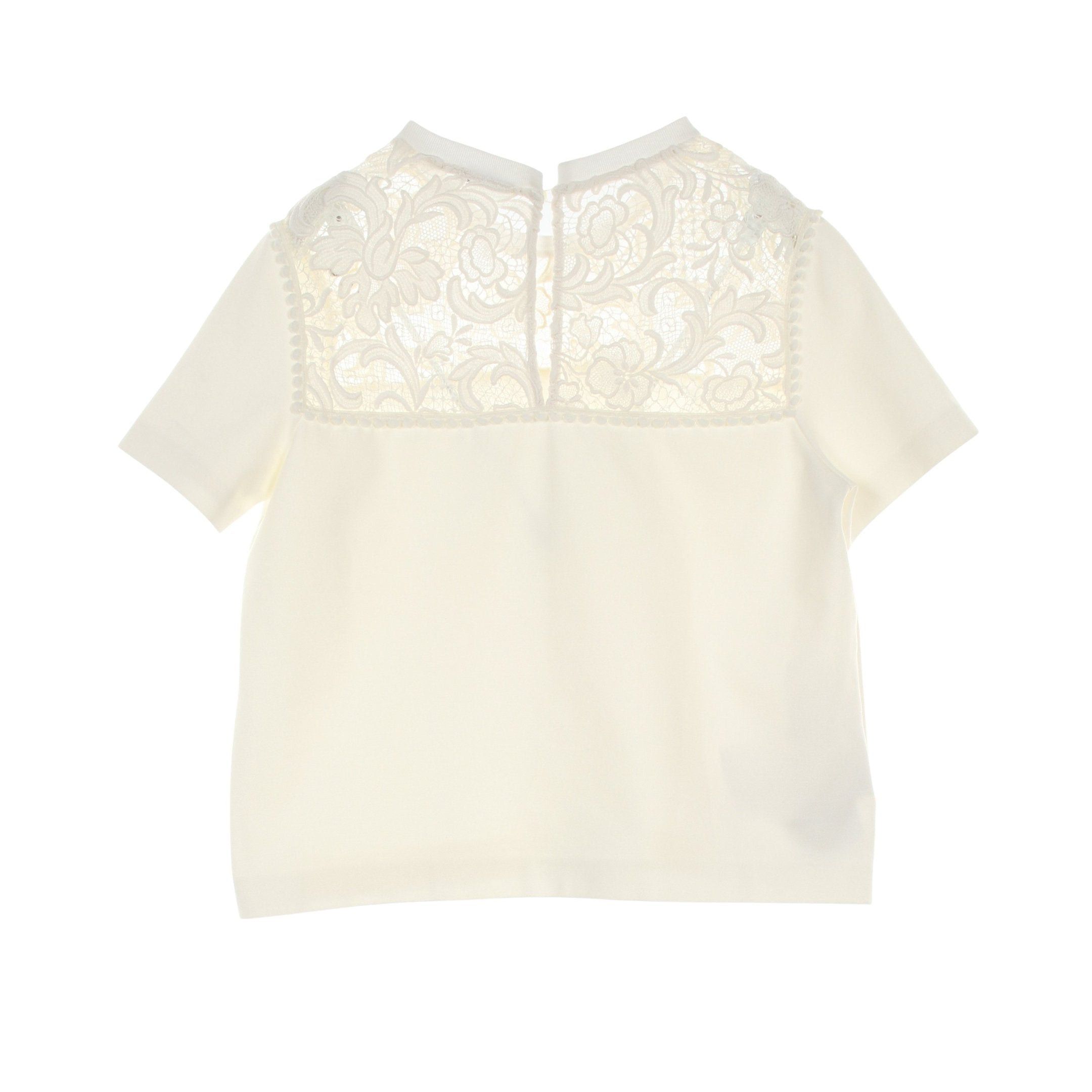 Miu Miu Miu Miu Cut And Sew Short Sleeve Rayon Nylon Off White Lace Color-Block Size ONE SIZE - 2 Thumbnail
