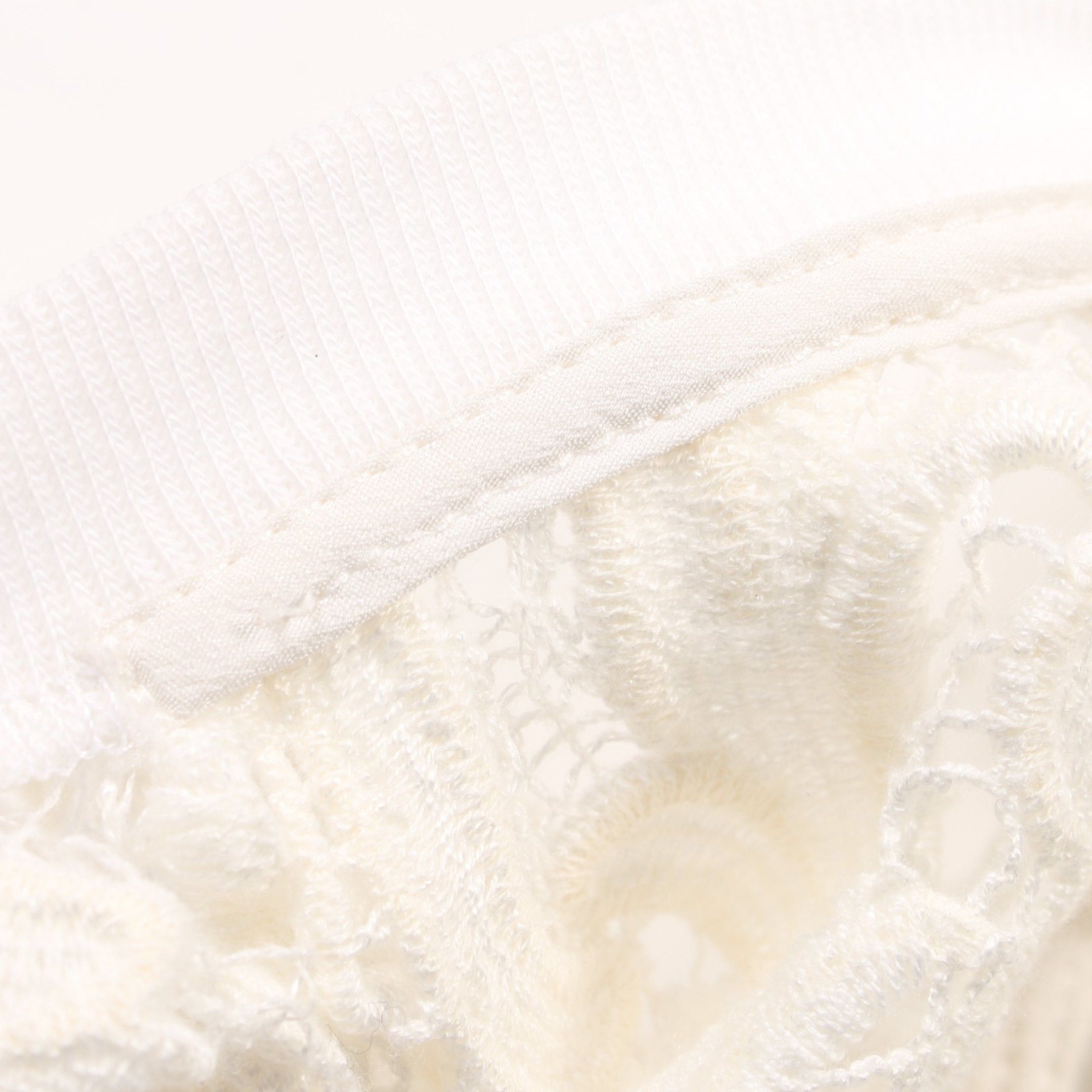 Miu Miu Miu Miu Cut And Sew Short Sleeve Rayon Nylon Off White Lace Color-Block Size ONE SIZE - 6 Thumbnail